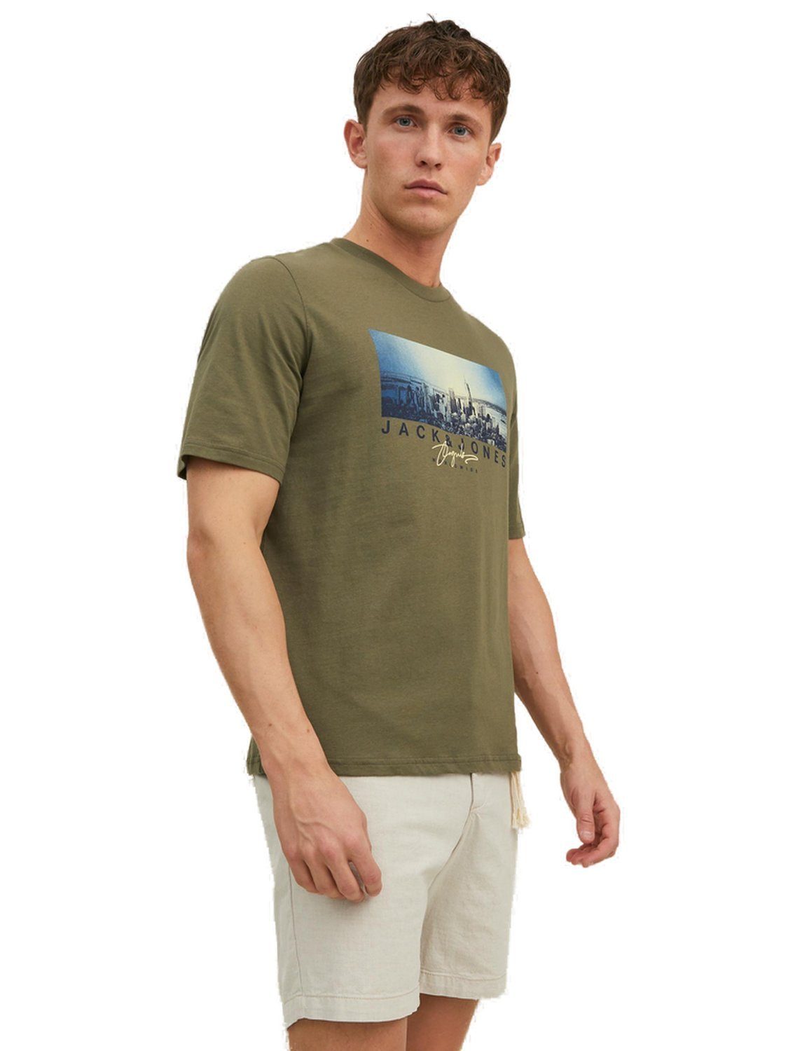 T-Shirt (1-tlg) aus & Baumwolle Dusty Olive Jack 12235522 Jones PHOTO JORSPLASH