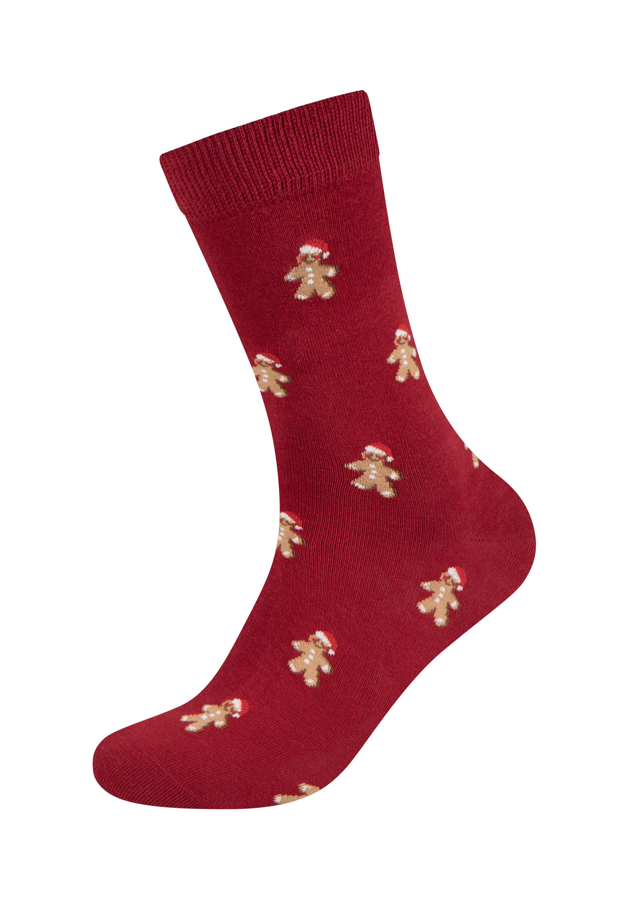 Fun Socks Socken Christmas in Box 3er Pack 3er Pack organischer Baumwolle, gestrickt mit 200 Nadeln