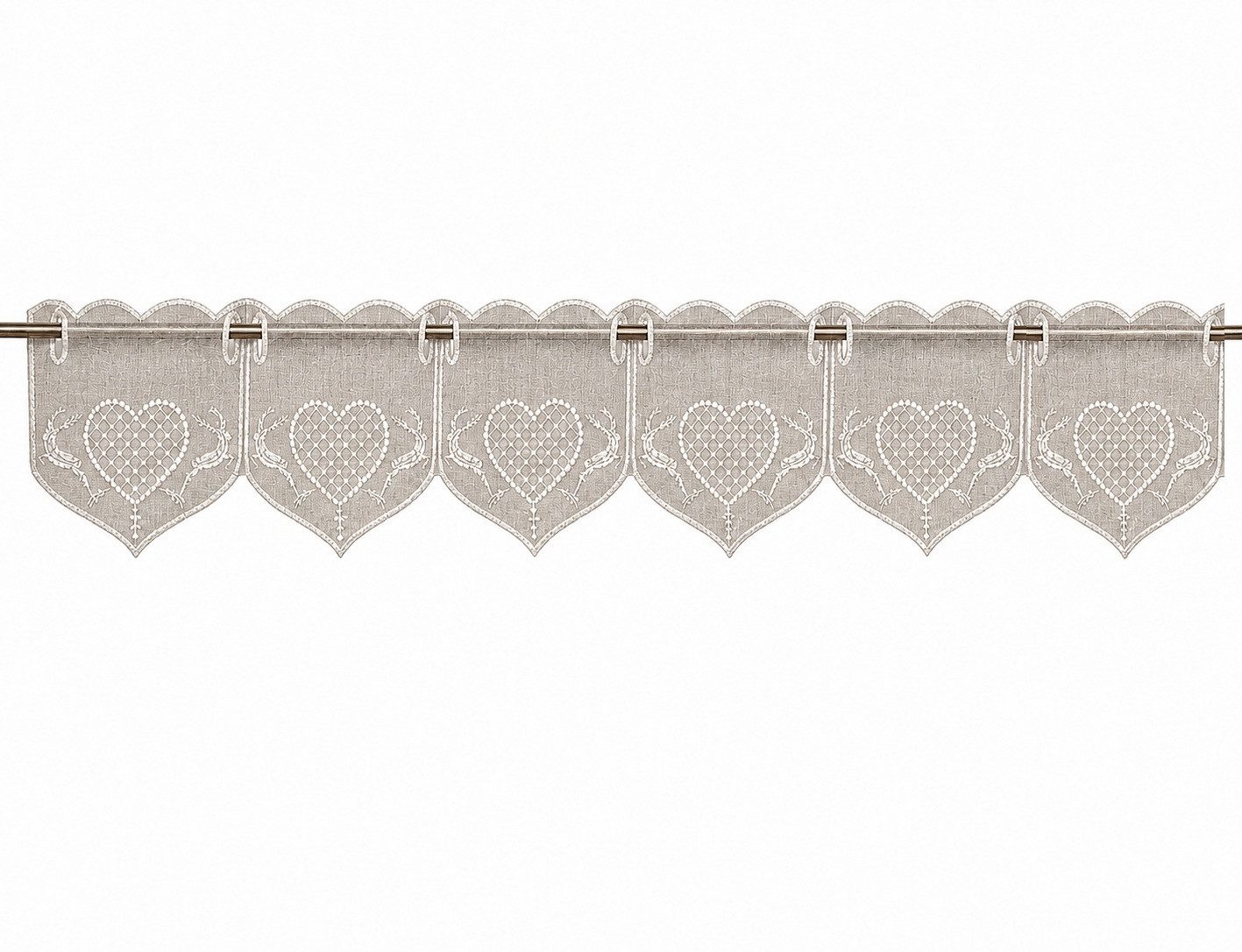 Clever-Kauf-24 Scheibengardine Scheibengardine Herz Hirsch 15cm (1 St), Ösen, halbtransparent, bestickt