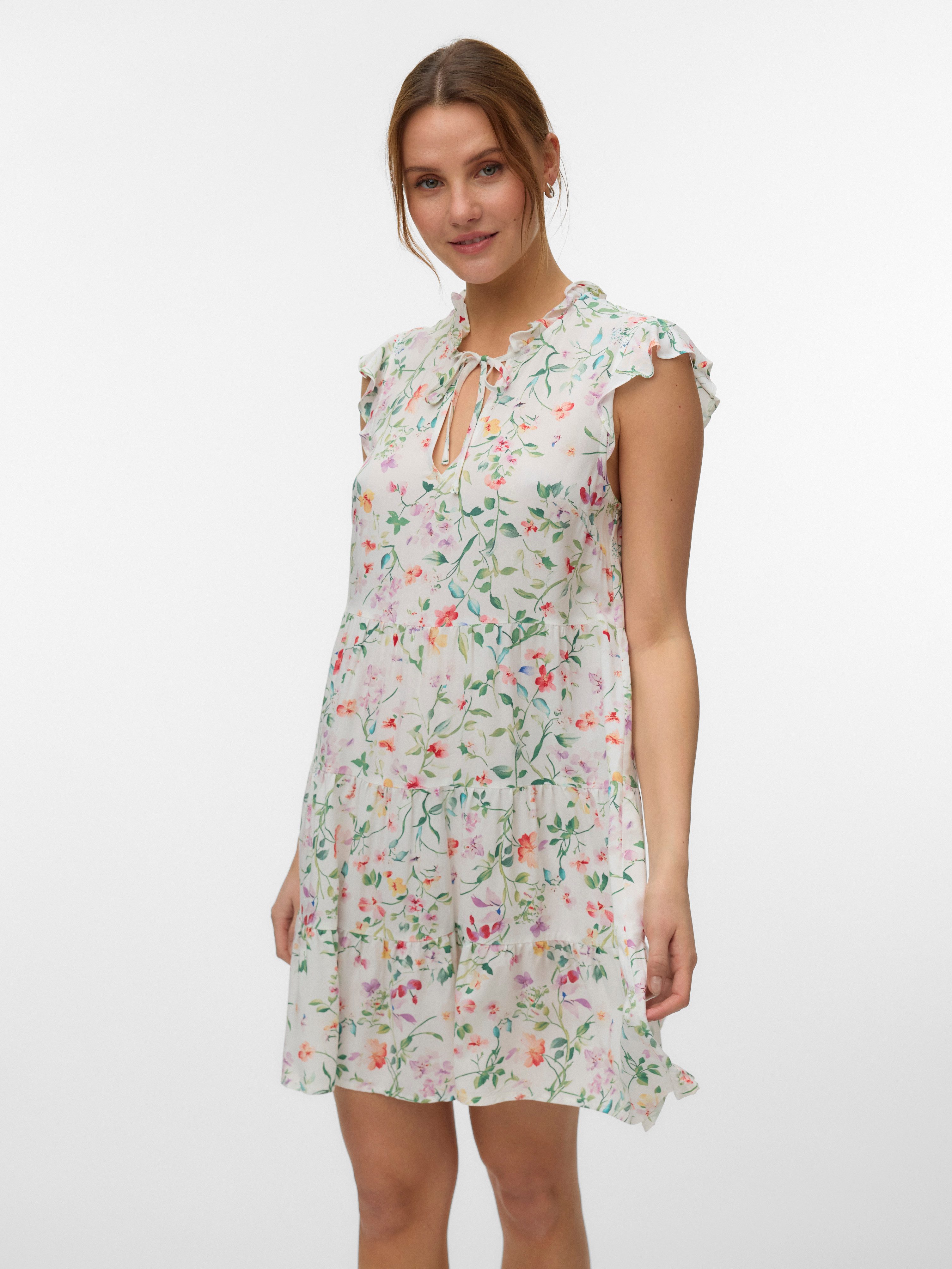 Vero Moda Minikleid VMALBA SS SHORT TIE DRESS WVN NOOS Viskose