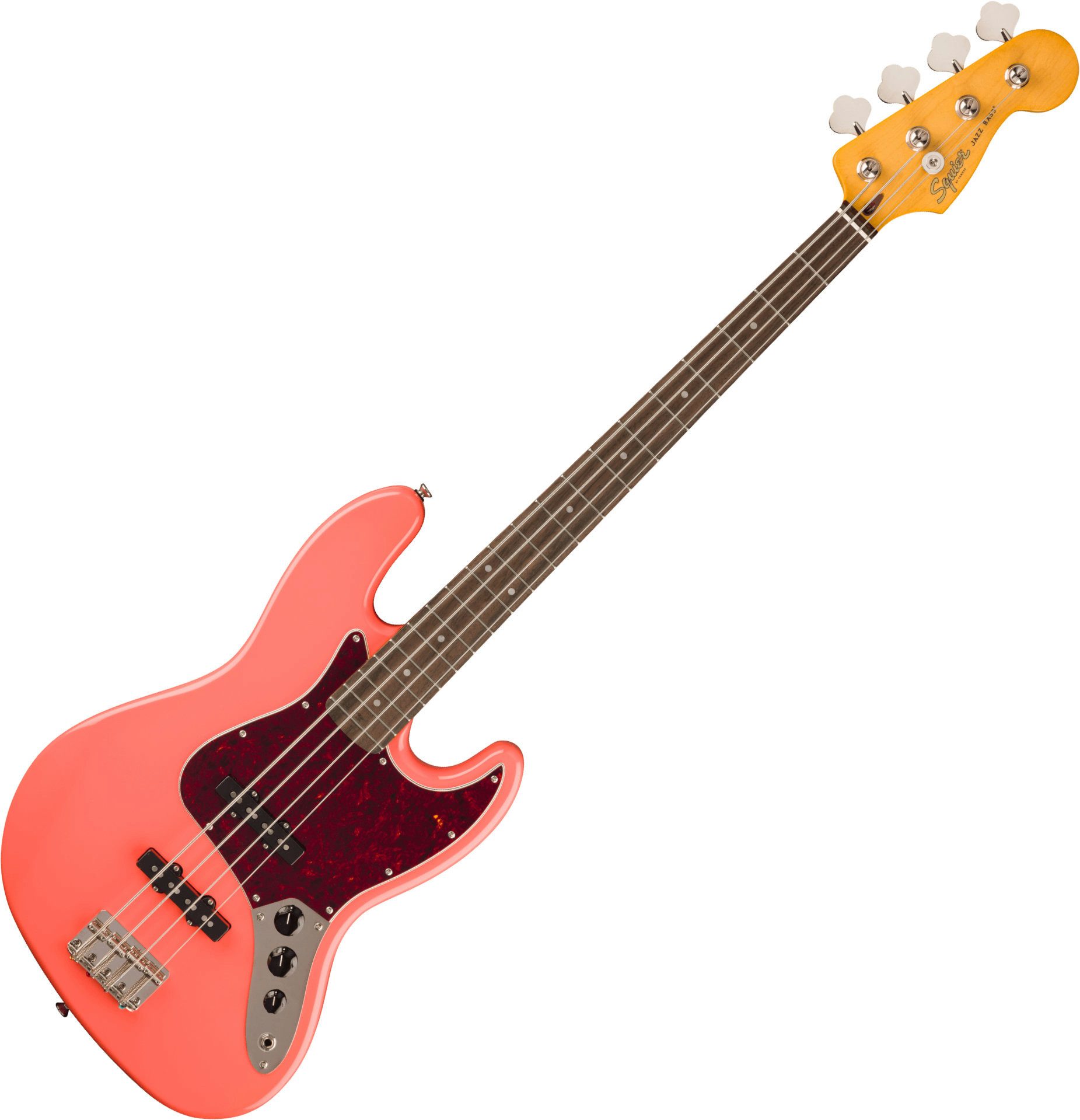 Squier E-Bass Classic Vibe '60s Jazz Bass Tahitian Coral, Jazz Bass, Passiver Longscale 4-Saiter Bass mit Lorbeer-Griffbrett