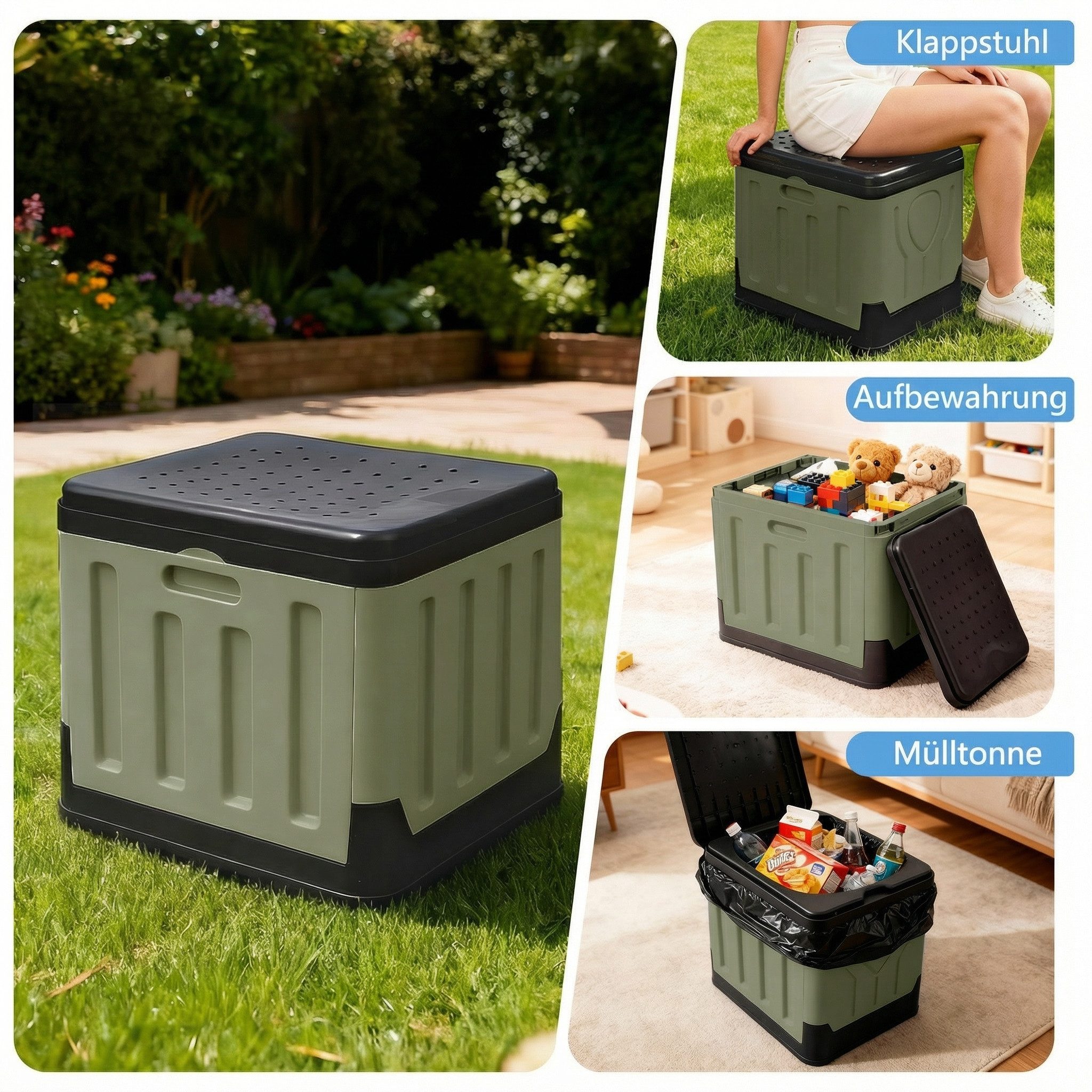 Huracan Campingtoilette Faltbare, Tragbare Mobile Toilette bis 100 kg Belastbarkeit, (Kompakte Reise-WC mit Aufbewahrungstasche, und Müllbeuteln), geeignet für Camping, Outdoor, Angeln, Strand, Auto und Notfälle