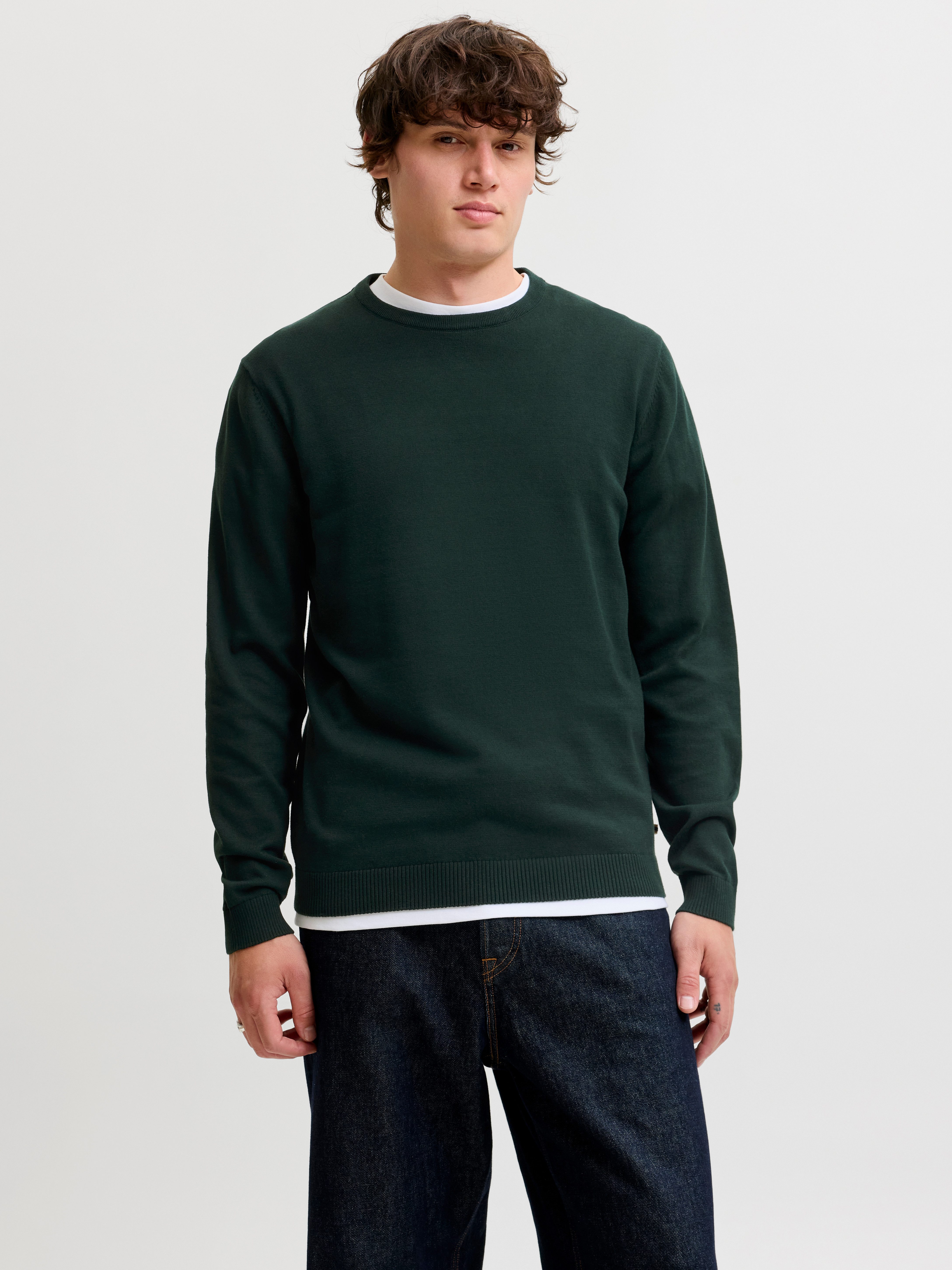 Jack & Jones Rundhalspullover JJEBASIC KNIT CREW NECK NOOS Baumwolle, regular fit