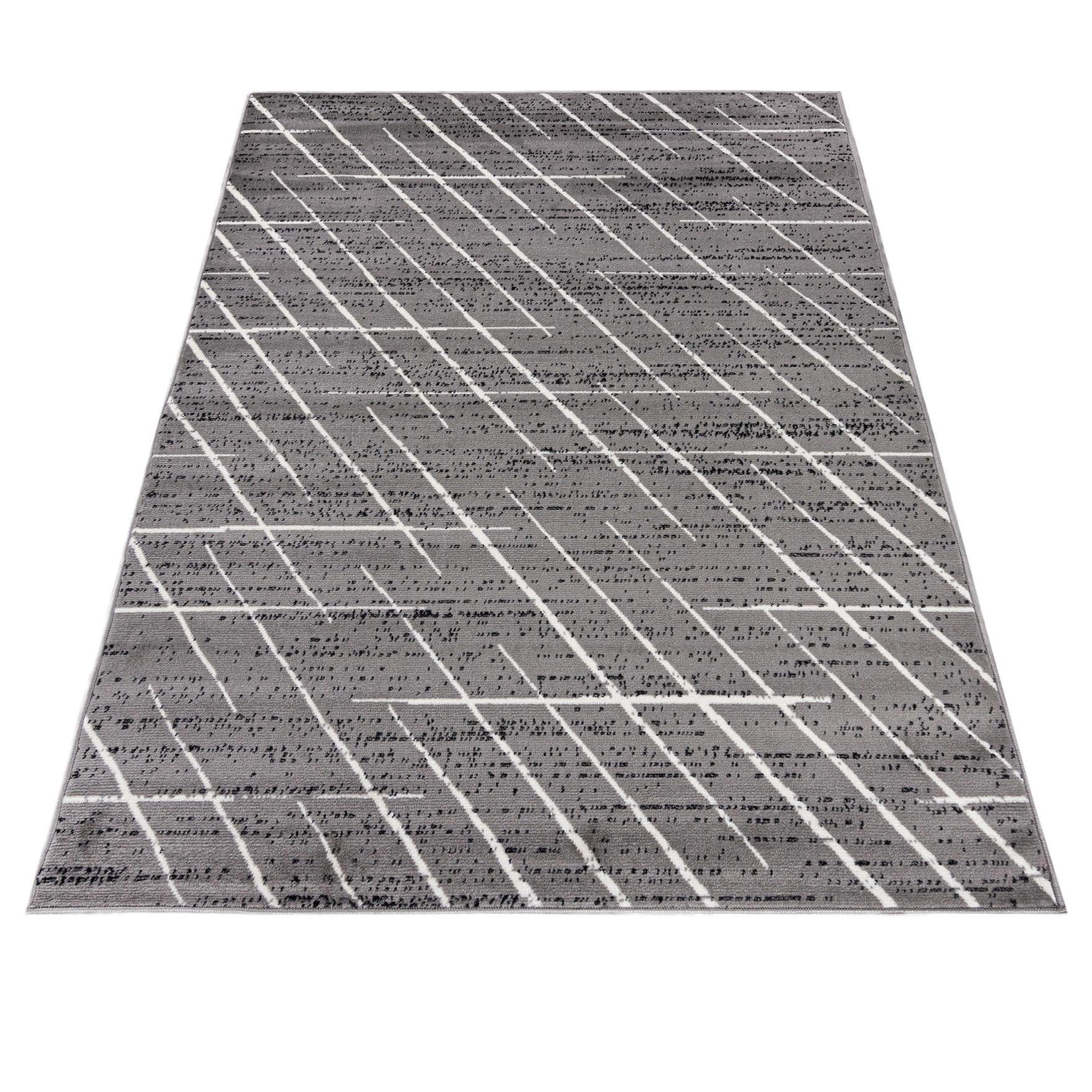 Fußbodenheizung, 80 7 cm, Mazovia, - Weich, Designteppich für mm, 150 Kurzflor Grau Geeignet x Höhe Modern Grau 2 Teppich Geometrisch Pflegeleich,