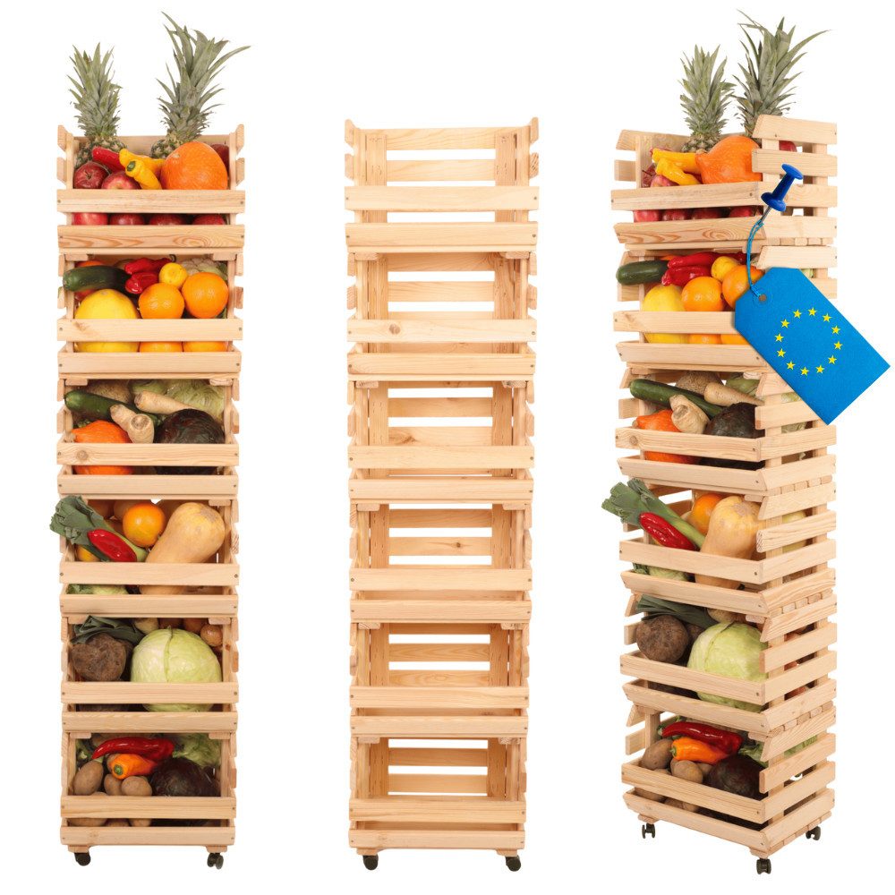 Modo24 Küchenregal Modular Holzregal für Gemüse Obst auf Rollen, Stapelbare günstig online kaufen