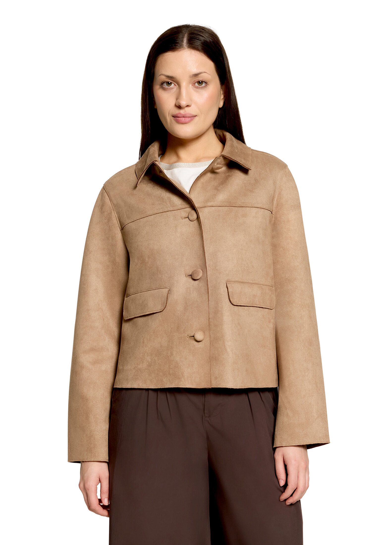 Cartoon Canvasjacke Damen mit Eingrifftaschen