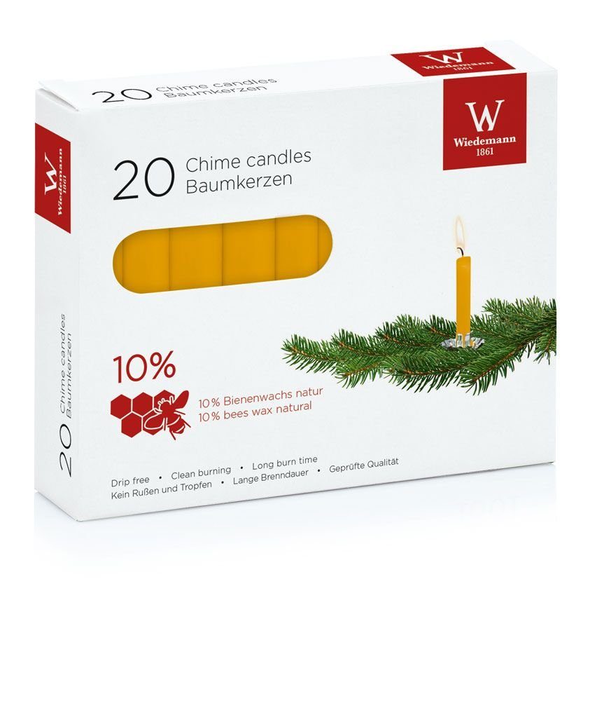 Wiedemann Kerzen Adventskerze 10 % Bienenwachs Baumkerzen, 100 x 13 mm, 20 Stück