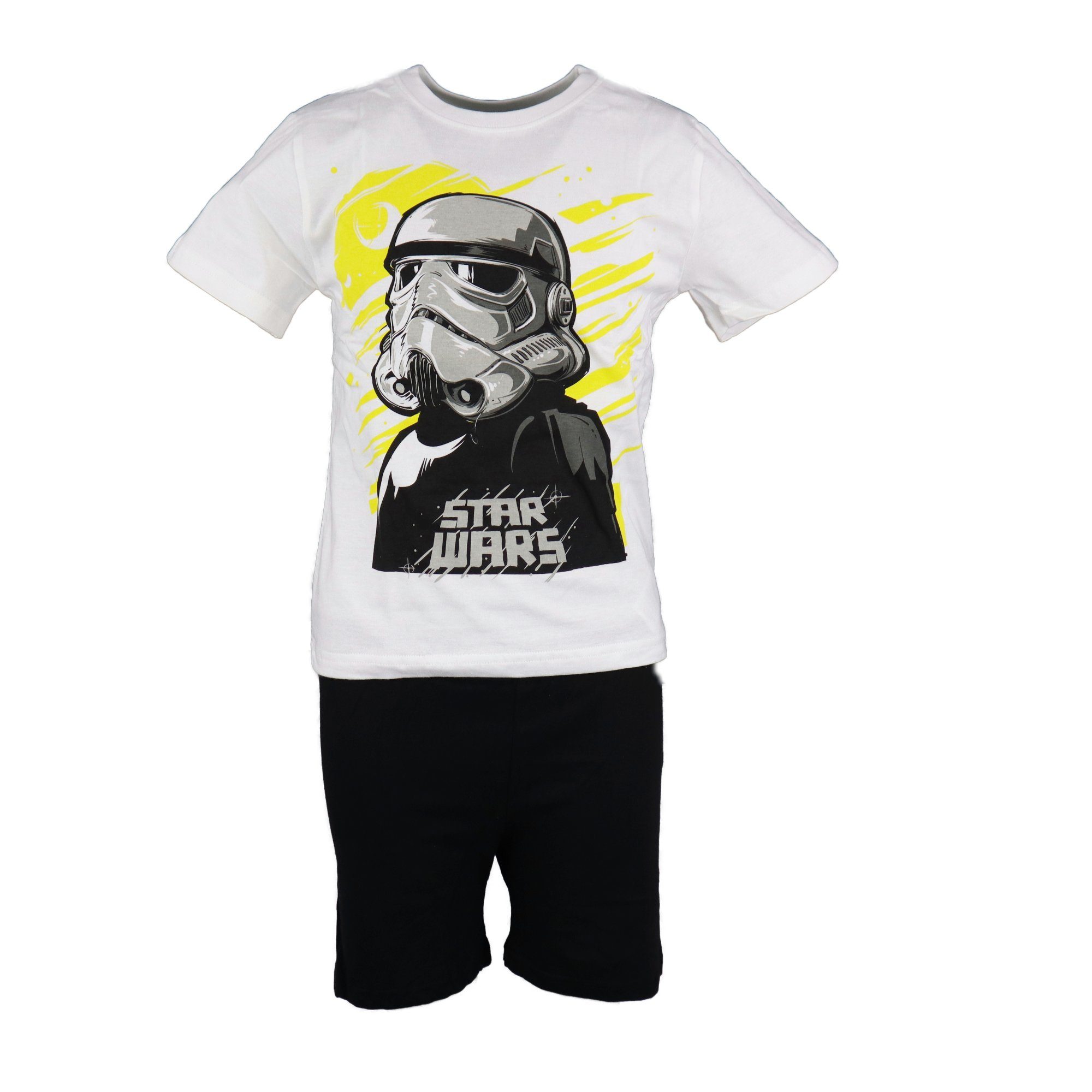 Star Wars Schlafanzug Storm Trooper Kinder Pyjama kurz Gr. 110 bis 140, 100% Baumwolle Schwarz