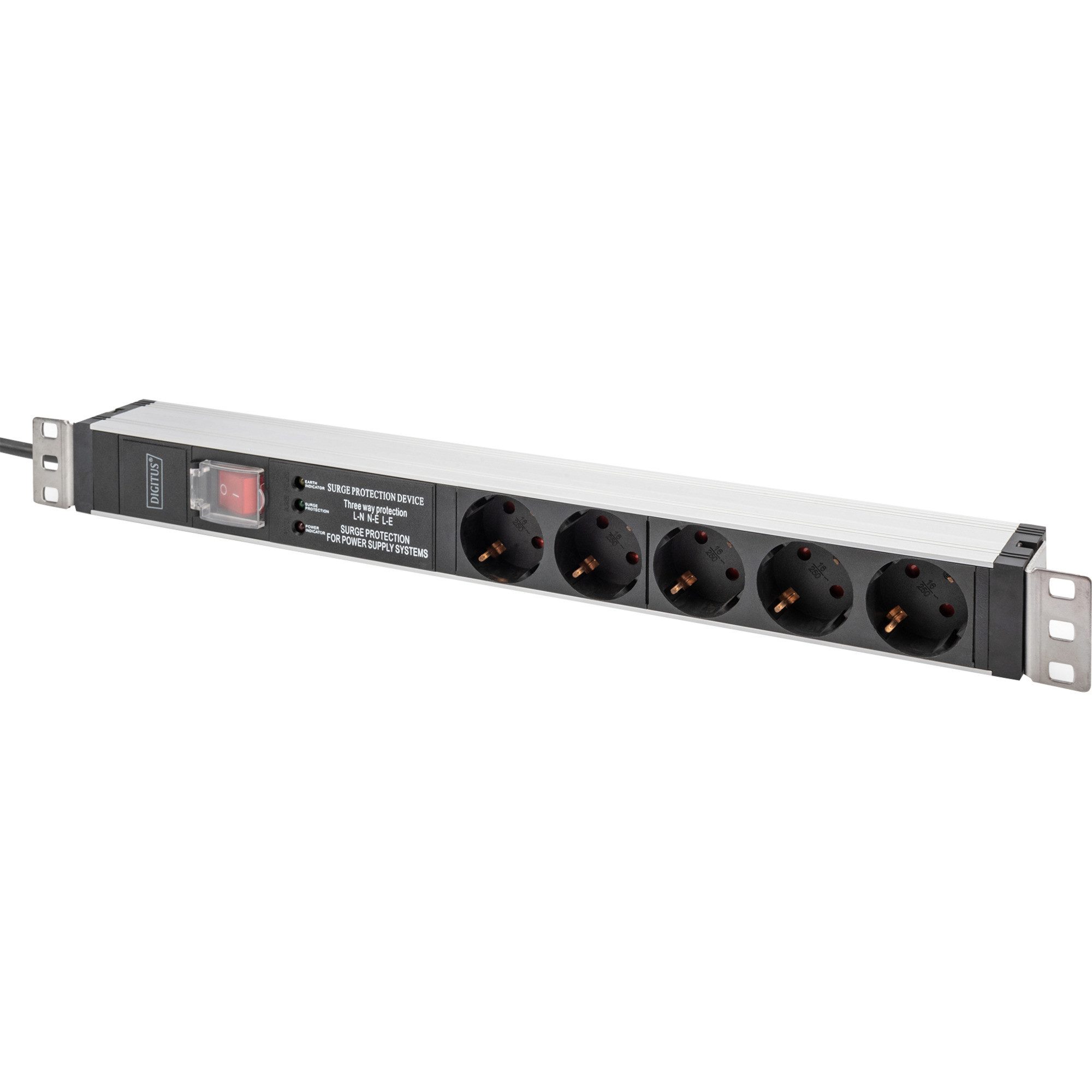 Digitus Digitus 19" Steckdosenleiste mit Aluminiumprofil, Mehrfachsteckdose