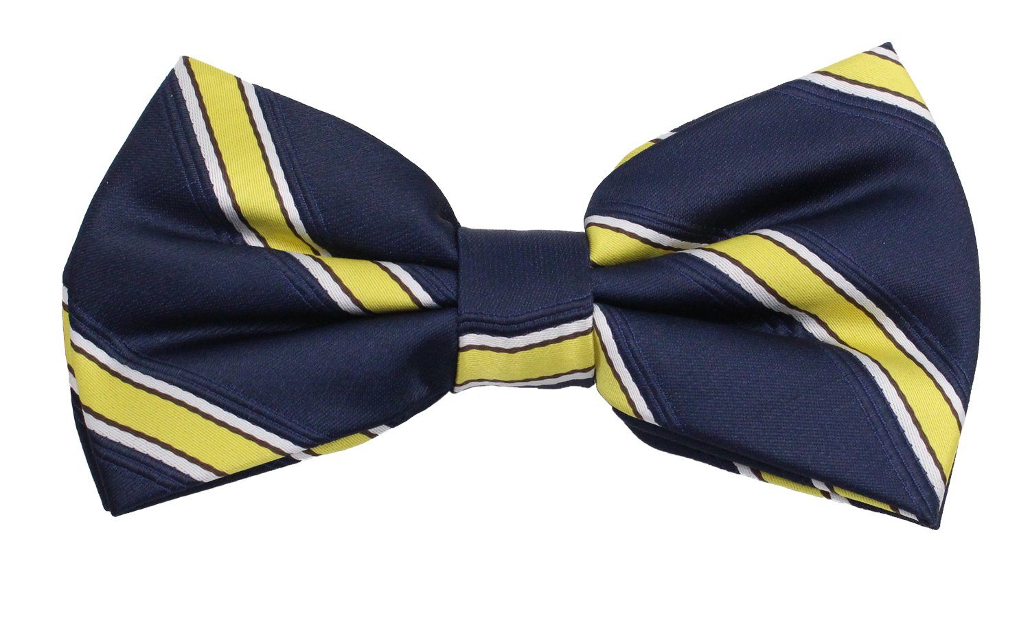 Fabio Farini Fliege Herren Streifen Fliegen - Männer Querbinder Vorgebunden Bowtie (Gestreift) Streifen - Dunkelblau/Gelb/Weiß