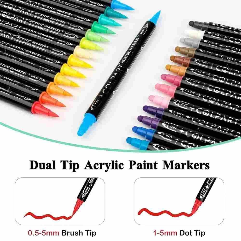 feinlux Marker Marker Acrylfarben stifte Acrylstifte für Steine Wasserfest, (Set, 26-tlg., Acrylfarbenmarker), Für Kunststoff Glas Holz Keramik Metall Reifen Leinwand(26 Stück)
