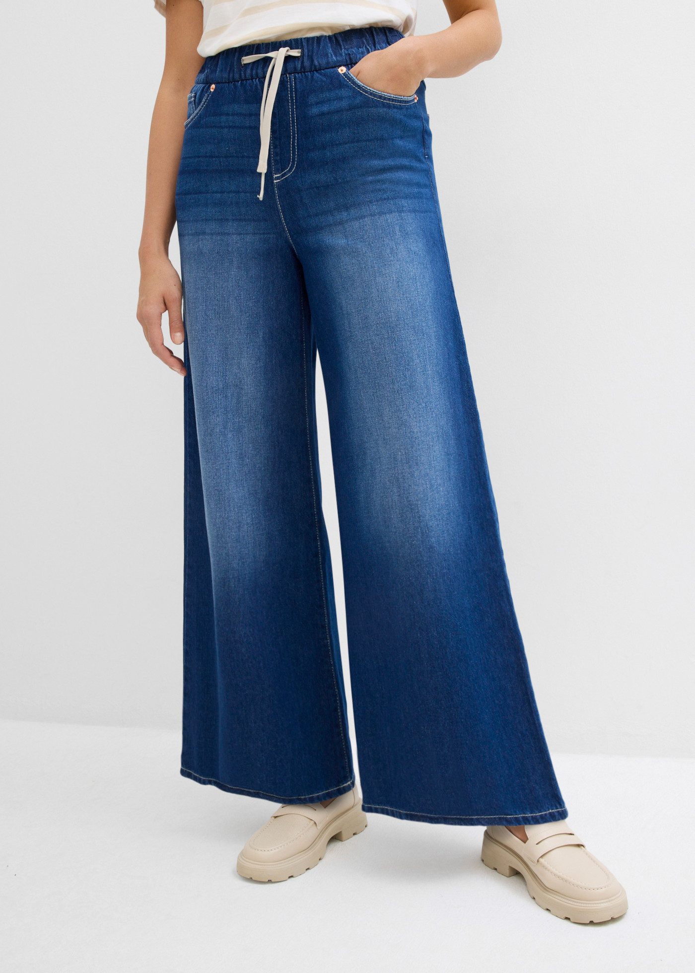 bonprix Weite Jeans mit Bequembund, lockere Passform im Loose Fit