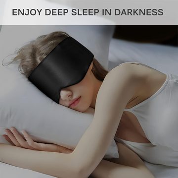 AquaBreeze Schlafmaske Eisseide Schlafmaske Augenmaske, für Nachtschlaf, Reisen und Nickerchen, mit verstellbarem Kopfband für Männer und Frauen, Schwarz