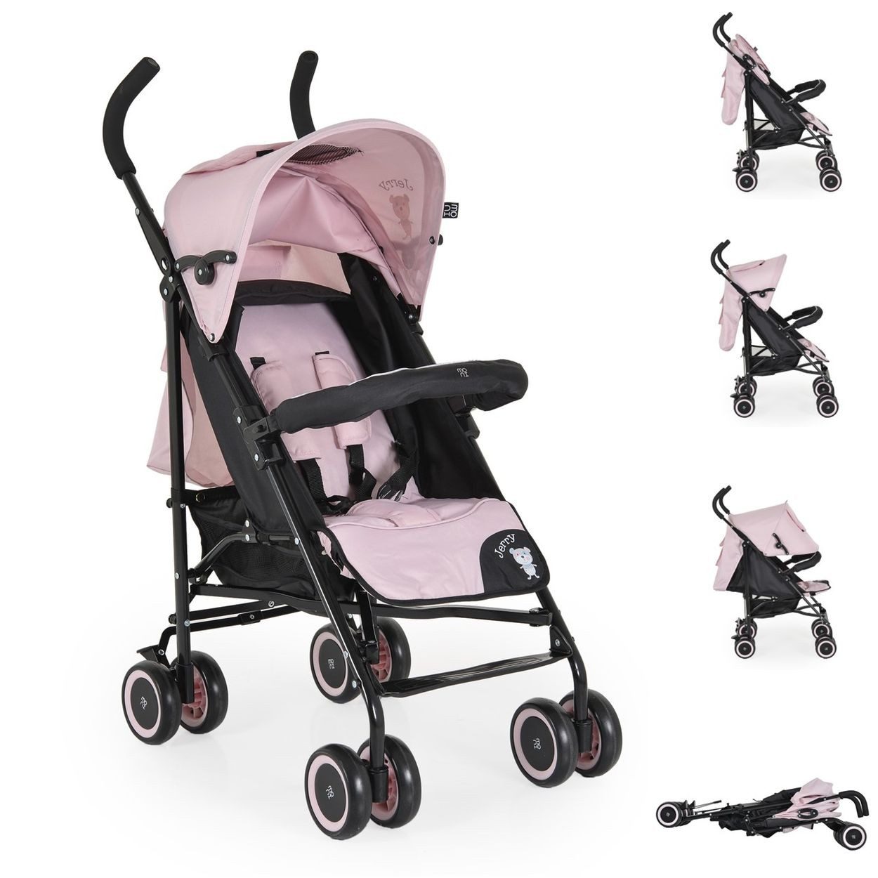 Moni Kinder-Buggy Jerry, Sonnendach, schwenkbare Vorderräder, EVA-Räder, Sicherheitsgurt
