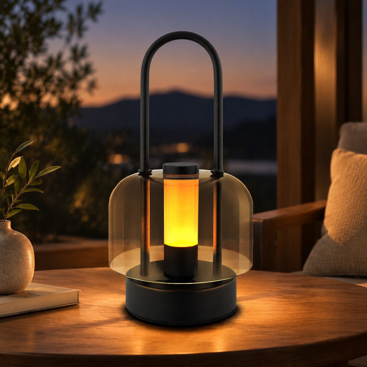 Nettlife LED Nachttischlampe Kabellos Tischleuchte Schwarz Touch Dimmbar Akku-Betrieb USB-C, Touch Dimmbar, LED fest integriert, mit Speicherfunktion für Esszimmer Schlafzimmer