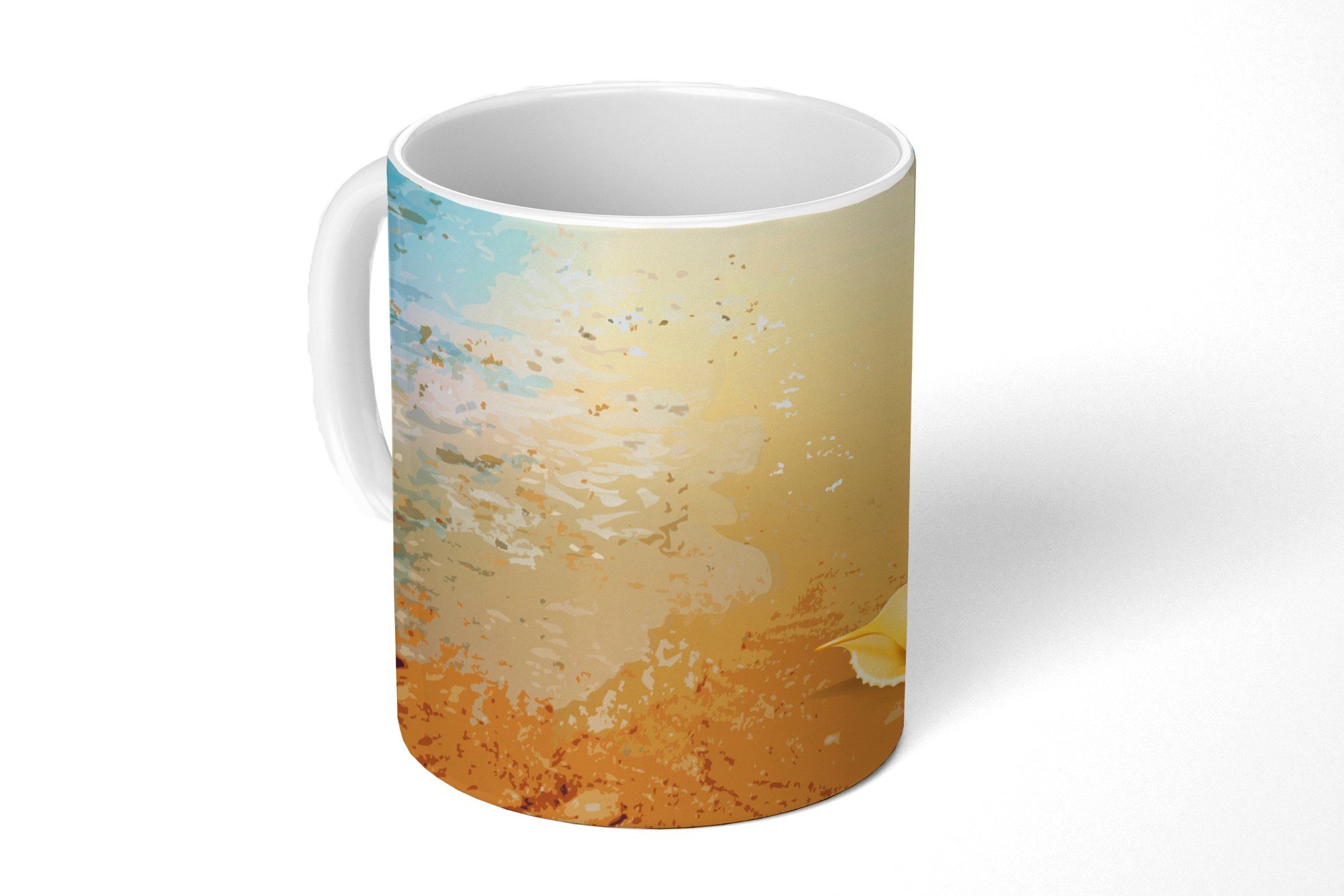 Geschenk Keramik, - Strand Muschel Teetasse, - MuchoWow Becher, Tasse Teetasse, Wasser, Kaffeetassen,