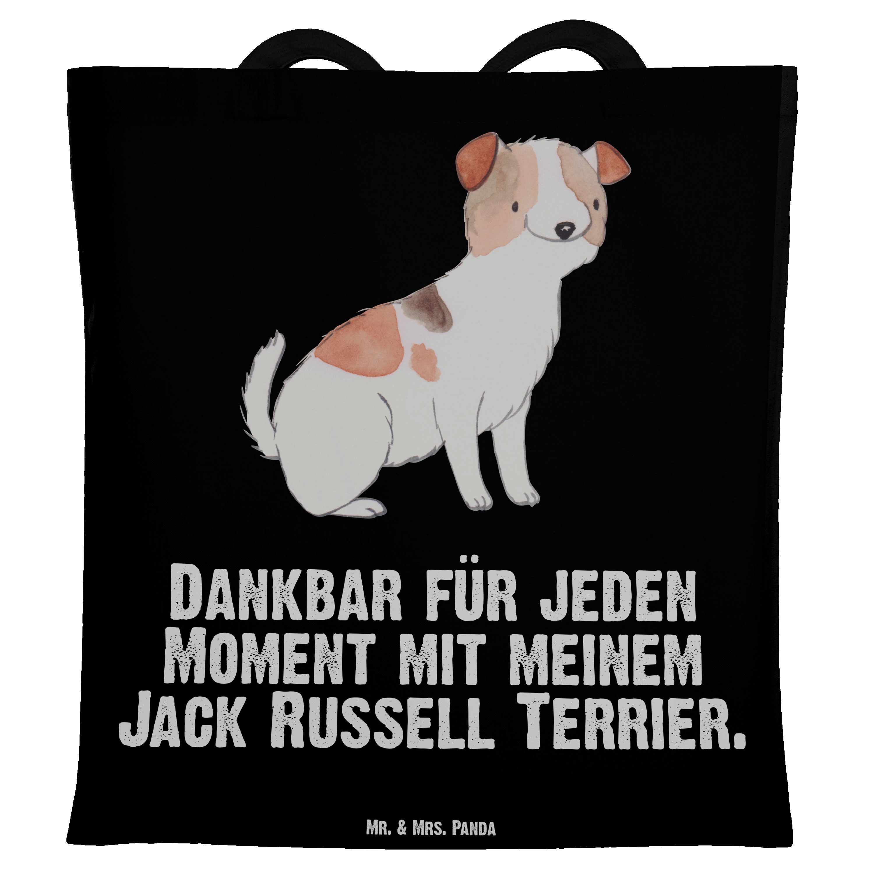 Mr. & Mrs. Panda Tragetasche Jack Russell Terrier Moment - Schwarz - Geschenk, Schenken, Hund, Jut (1-tlg)
