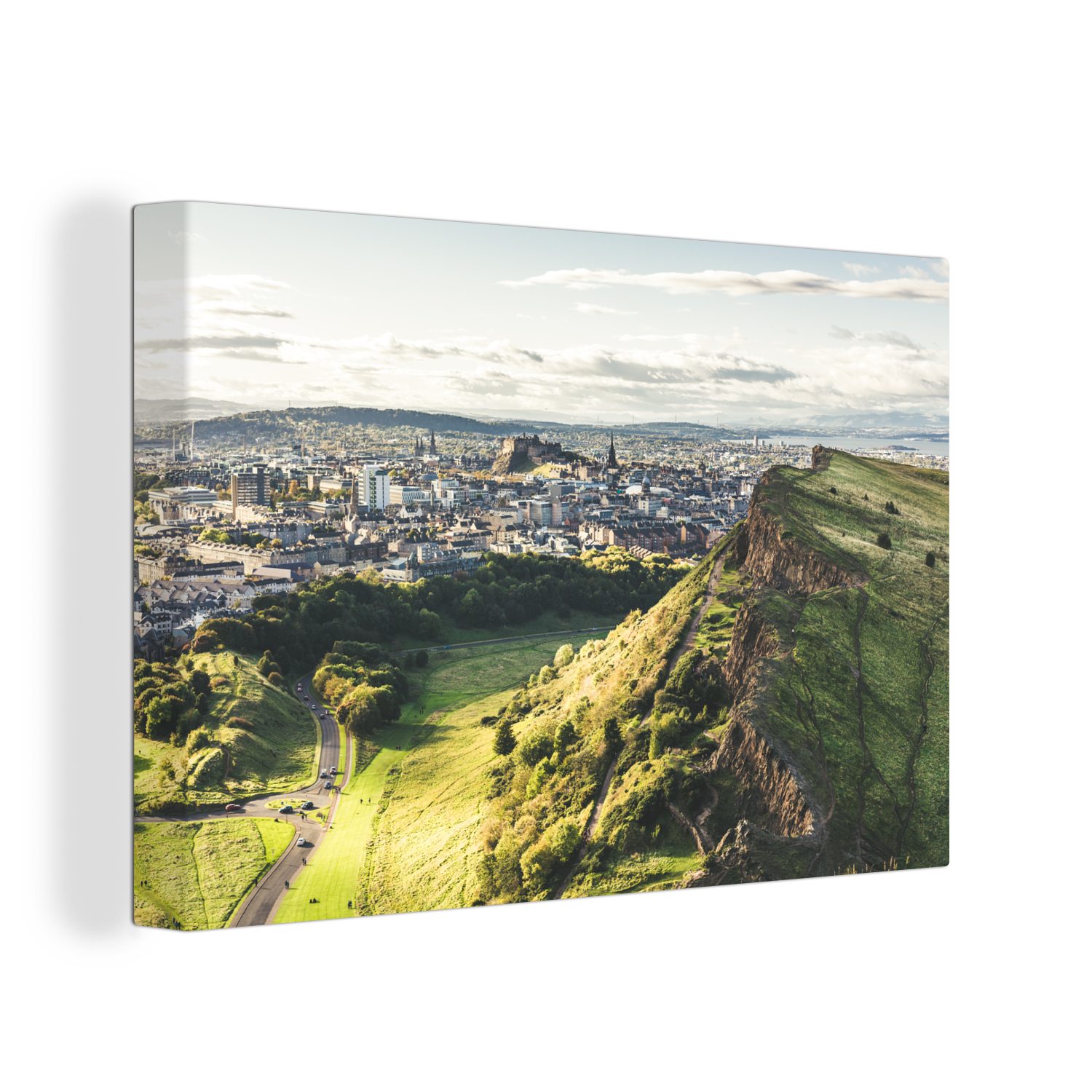 OneMillionCanvasses® Leinwandbild Berg - Wanddeko, - Edinburgh, Aufhängefertig, (1 Wandbild cm Stadt Leinwandbilder, 30x20 St)