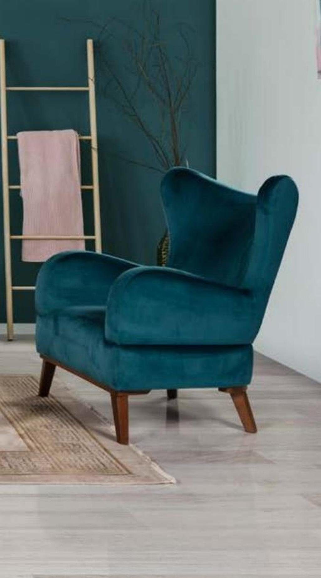JVmoebel Sessel, Sessel Sitzer Design Wohnzimmer Polster Holz Polster Moderne