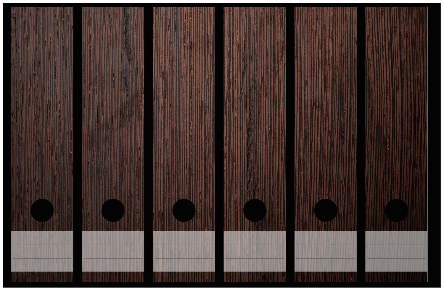 Wallario Ordnerrücken selbstklebend 6 breite Ordner Holz-Optik Textur 