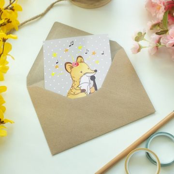 Mr. & Mrs. Panda Grußkarte Musicaldarstellerin Herz - Grau Pastell - Geschenk, Kollegin, Geburts, Hochglänzende Veredelung