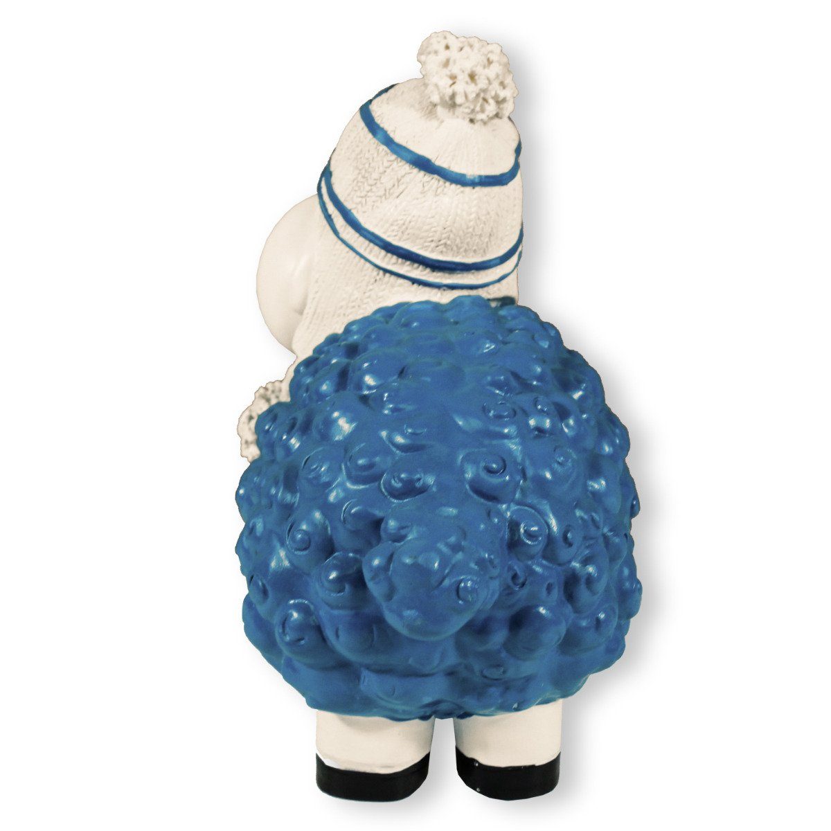 Wetterfest, mit Buntes Schaf, Schaf Deko Handbemalt, Dekofigur Schaf Gartenfigur lustiges blau Mütze colourliving