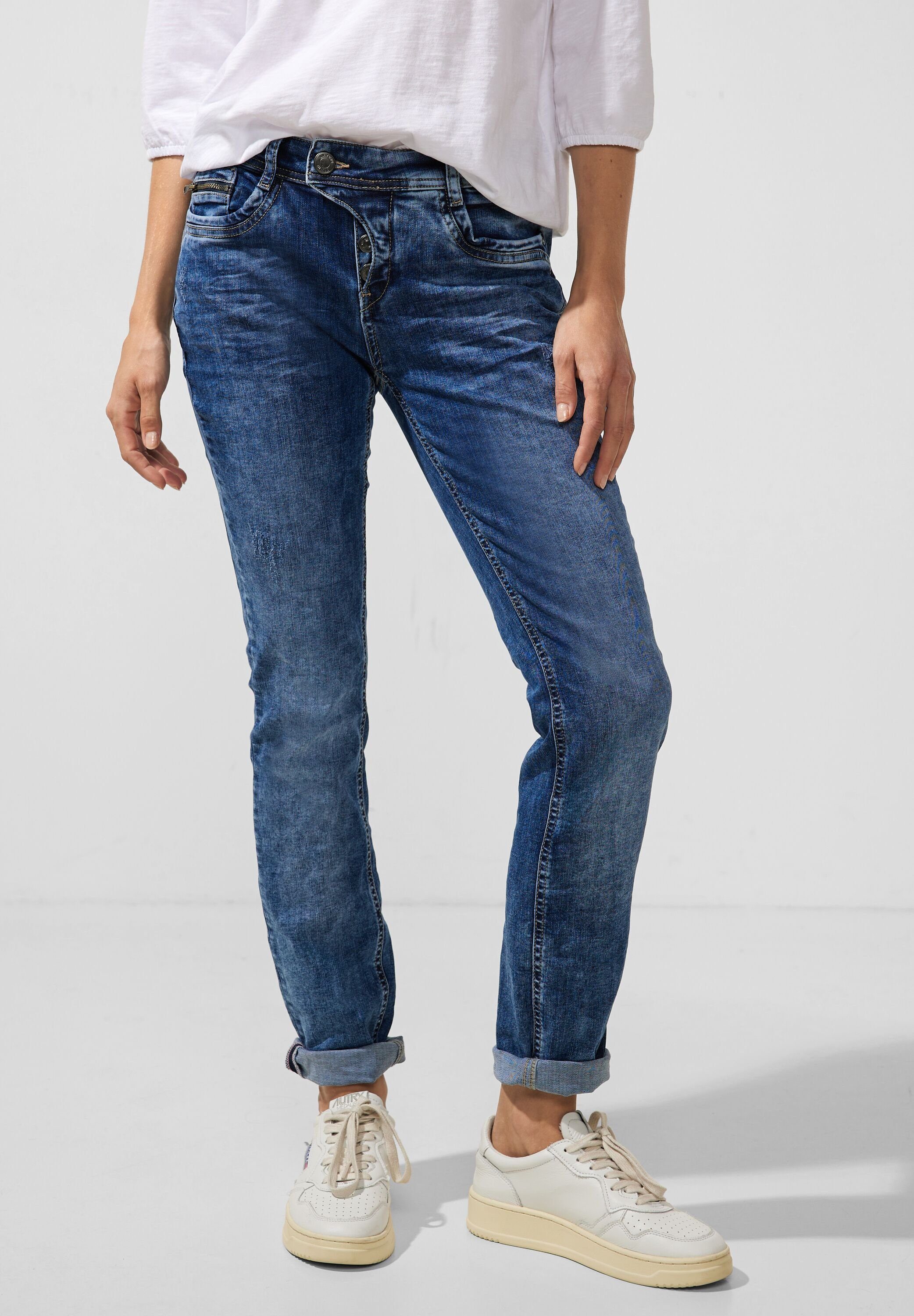 STREET ONE Bequeme Jeans Street One Casual Fit Jeans Jane in Authentic Blue  (1-tlg) Zipper