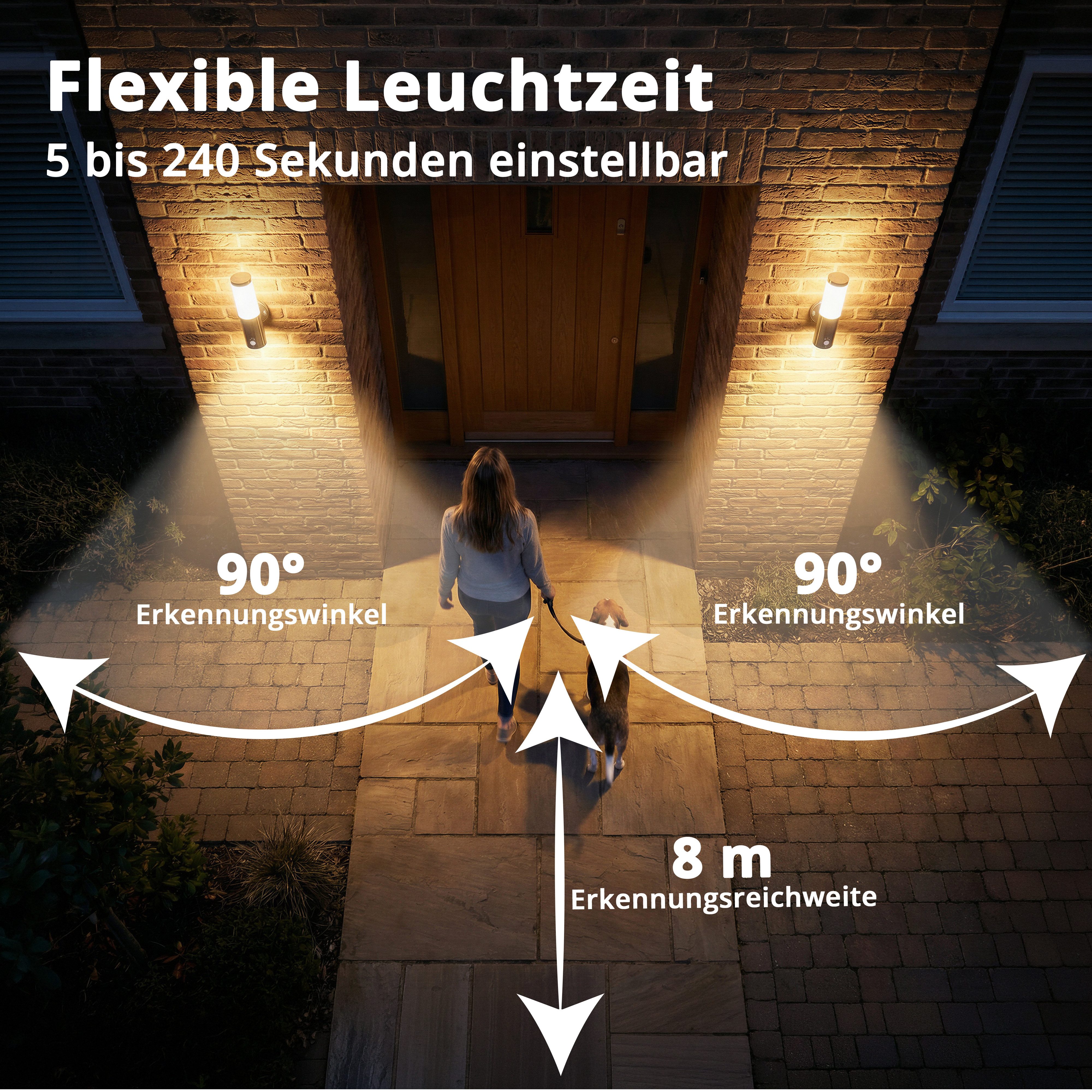Grafner Außen-Wandleuchte Grafner® Edelstahl Wandlampe mit Bewegungsmelder 10WBPIR Wandleuchte, ohne Leuchtmittel, Wandbeleuchtung für Hauswand, Terrassenbeleuc – Bild 3 von 5
