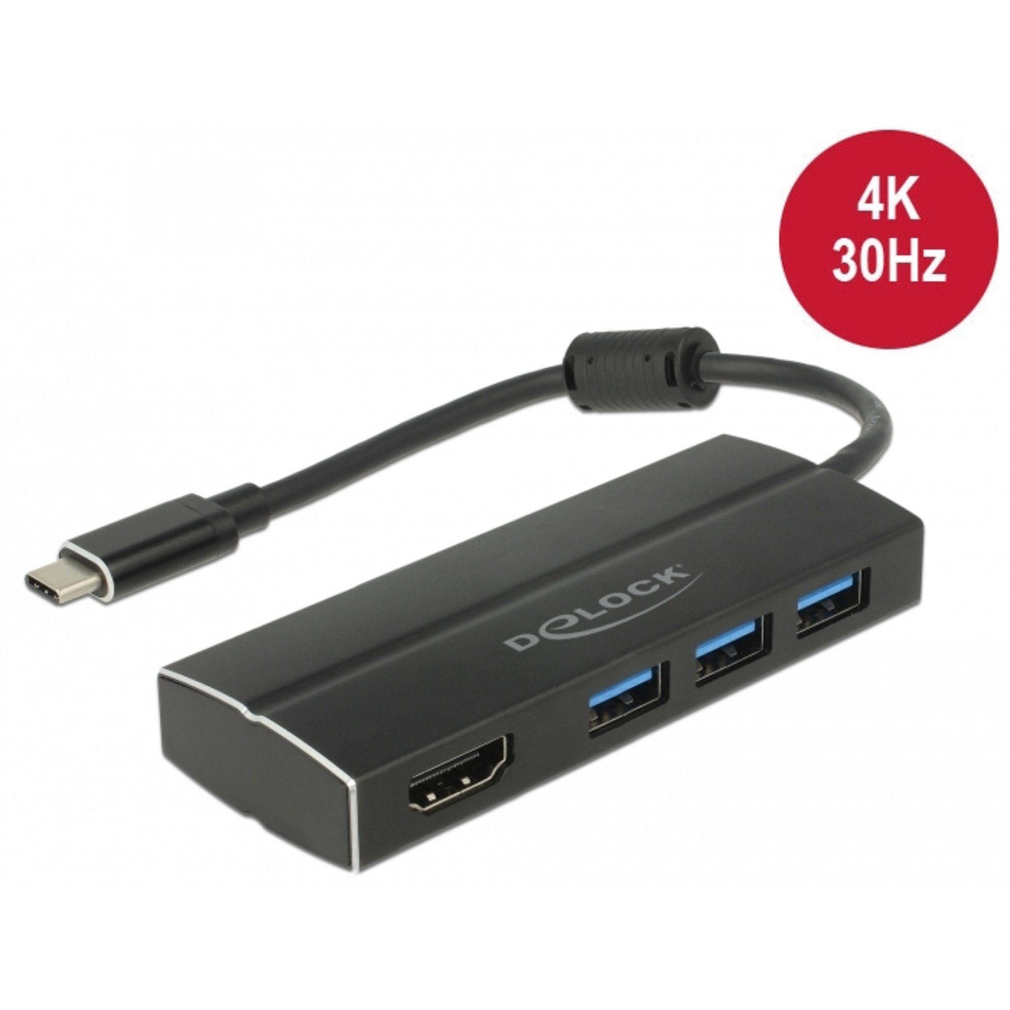 DeLOCK USB 3.2 Gen 1 Hub, USB-C Stecker > 3x USB-A USB-Kabel