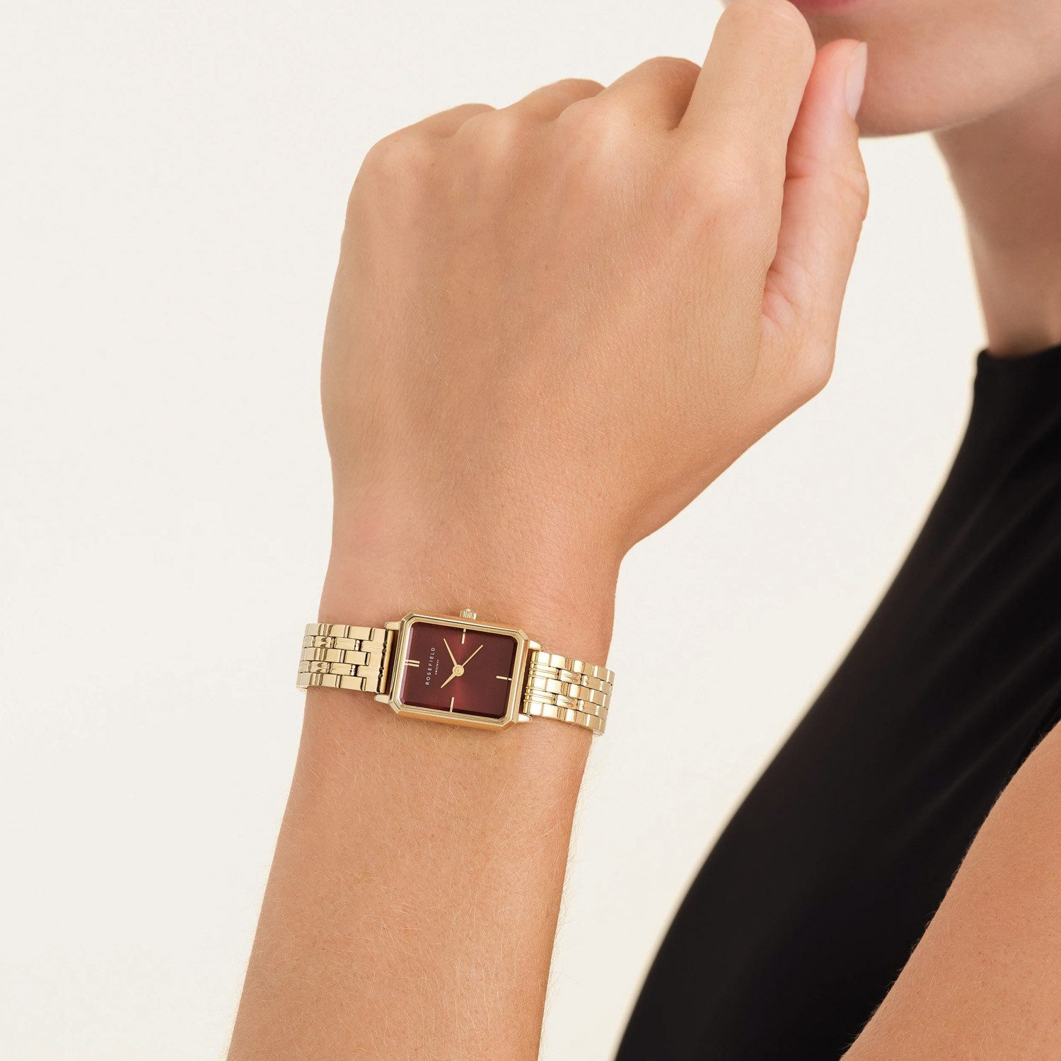 ROSEFIELD Quarzuhr Octagon XS Goldfarben/Burgunderrot