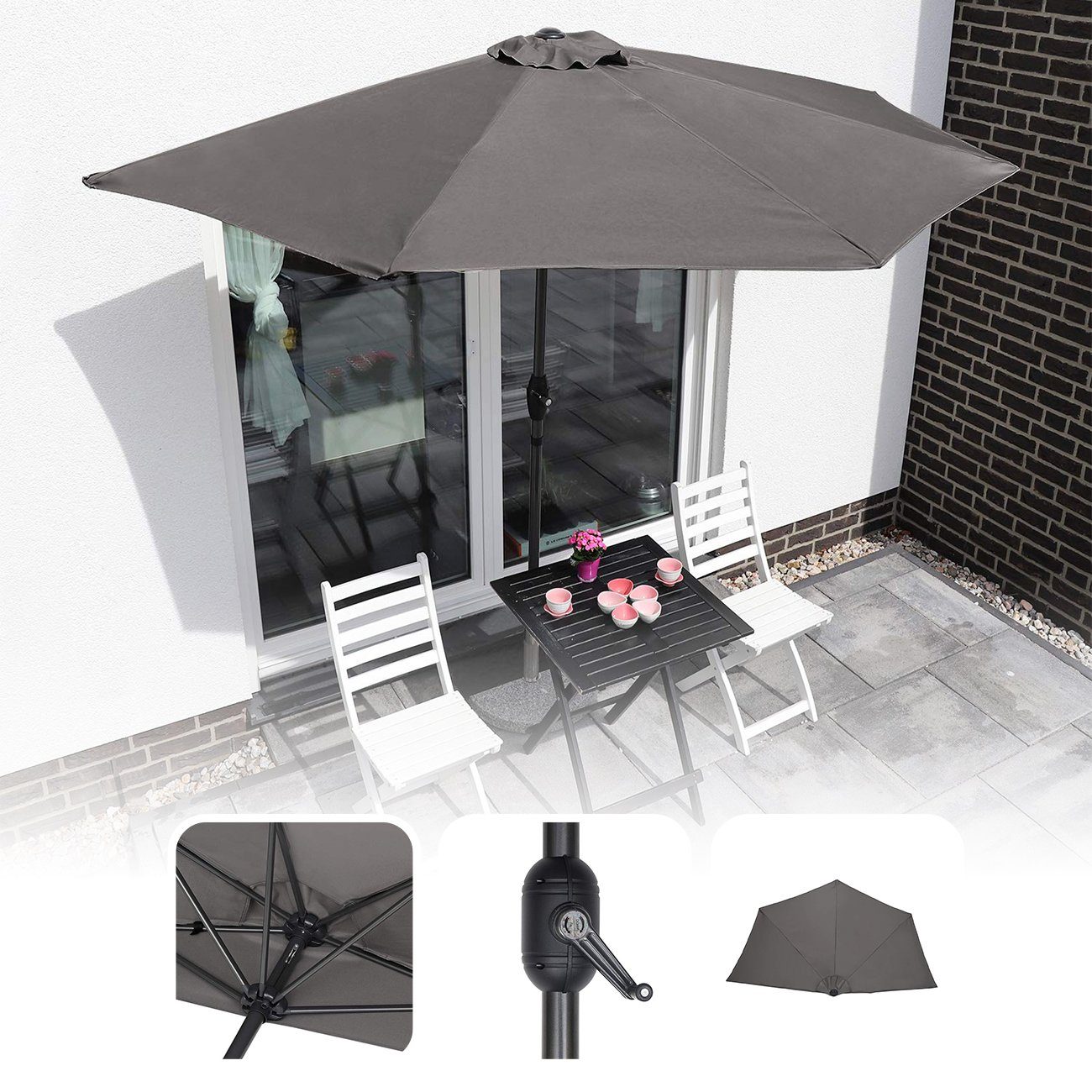 Sekey Sonnenschirm »Sekey Halbrunder Sonnenschirm Wandmontage mit