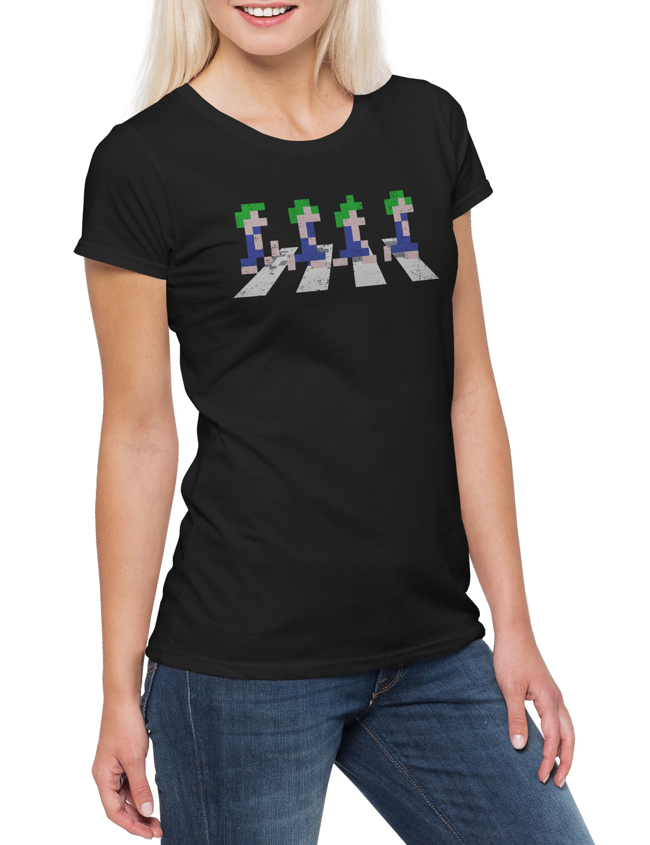 Print-Shirt Lemmings Road Damen T-Shirt Video Game Gamer Geek Nerd Lemminge Gaming