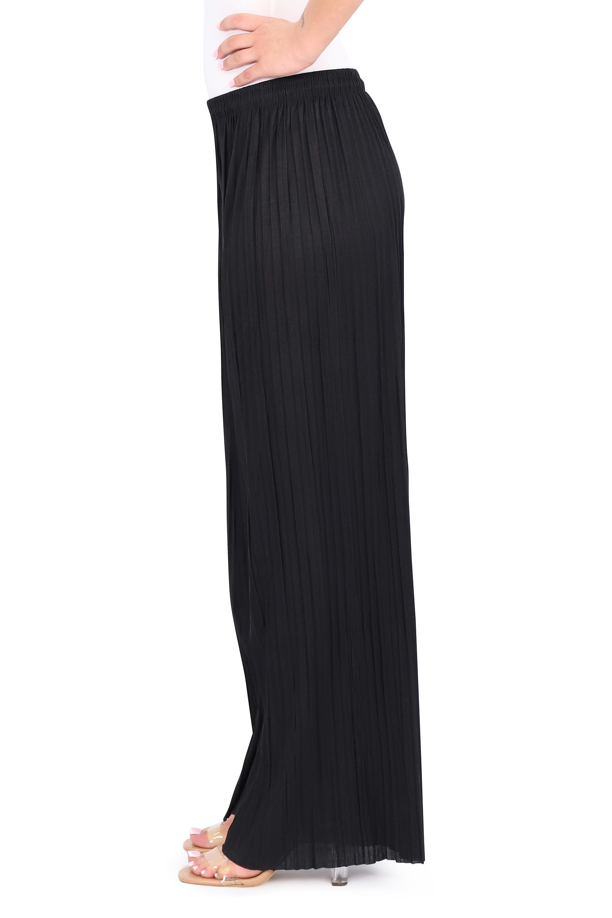 malito more than fashion Palazzohose Damen Plissee-Hose 883 Plissee Schlupfhose mit elastischem Bund 883