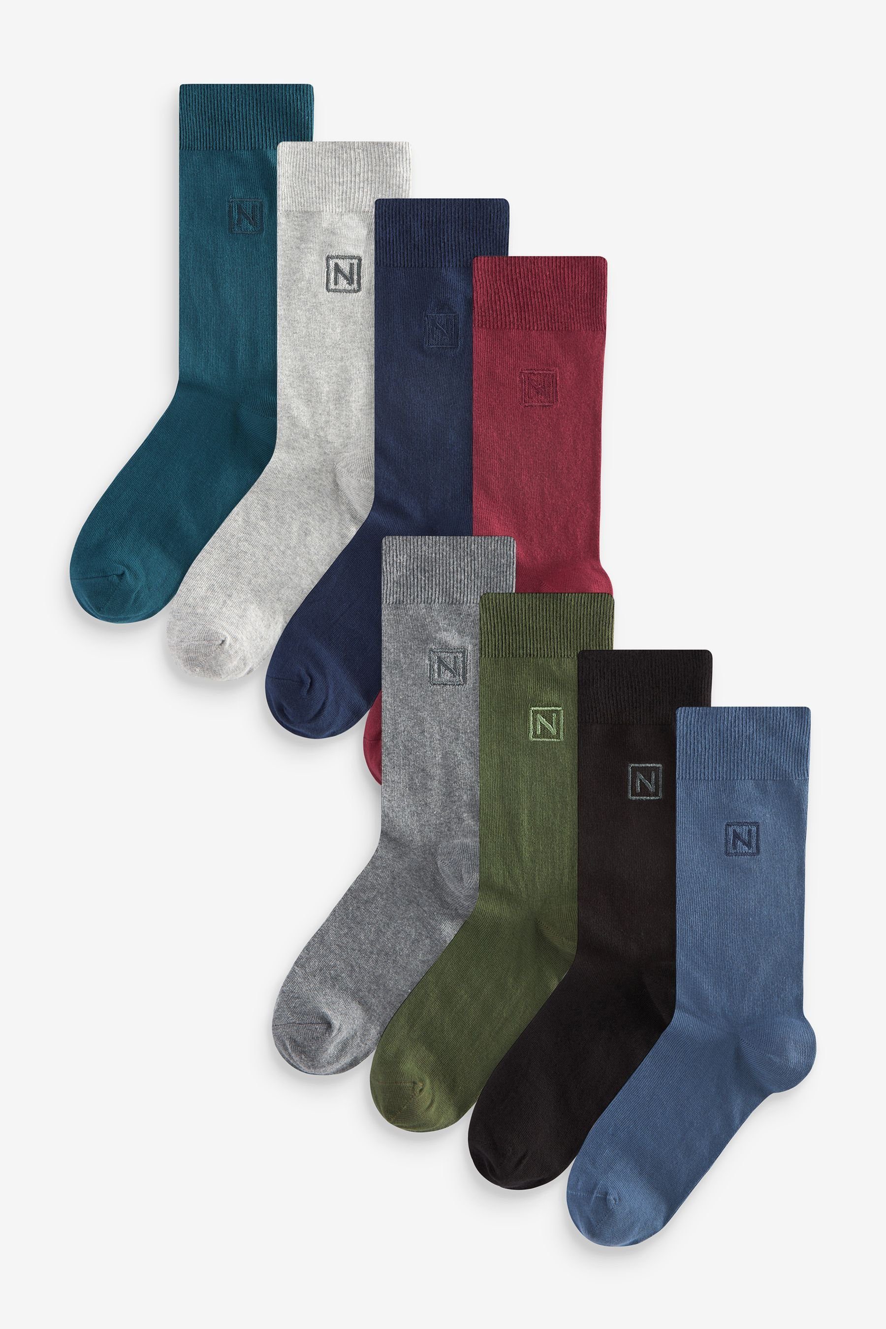 Next Kurzsocken Dauerhaft frische Herrensocken 8er-Pack (8-Paar) Blue/Grey/Green/Red | Kurzsocken