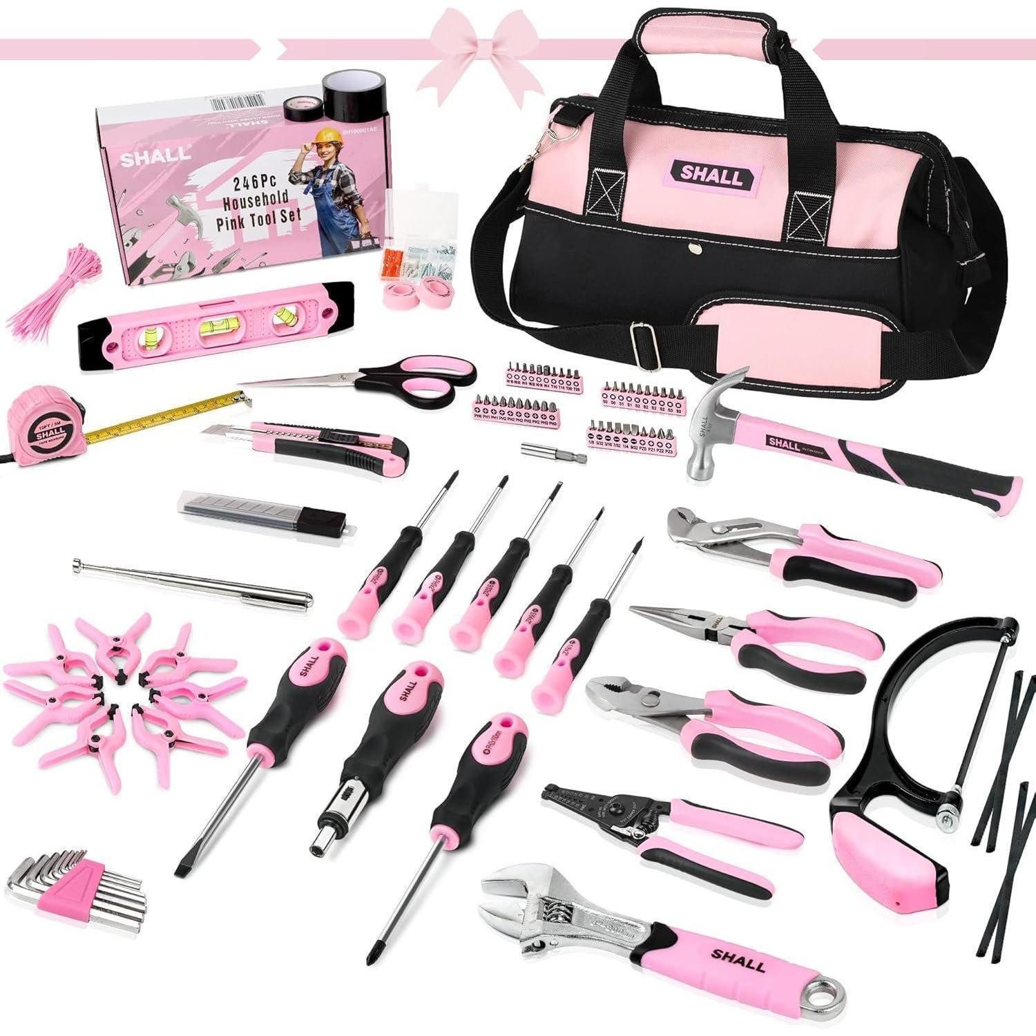 LuxusKollektion Werkzeugset Werkzeugset 246-teilig Rosa für Damen mit 14 Zoll Tasche