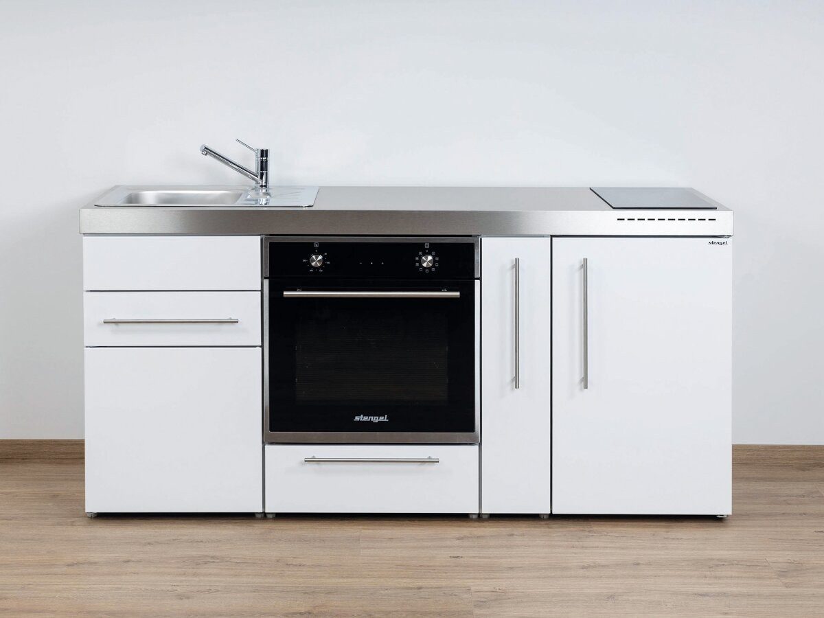Stengel Küchenzeile MPB 180 A mit Kühlschrank und Backofen und Induktionskochfeld, Miniküche Premiumline, 180 cm