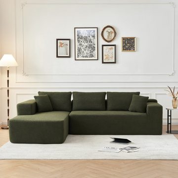 OKWISH Ecksofa L-förmiges modernes Lamm-Modulsofa mit hoher Dichte, gepolsterte Eckschlafcouch für Wohnzimmer, Schlafzimmer, Apartment, 92,9" Sektionales Sofa aus Schwamm für das Wohnzimmer