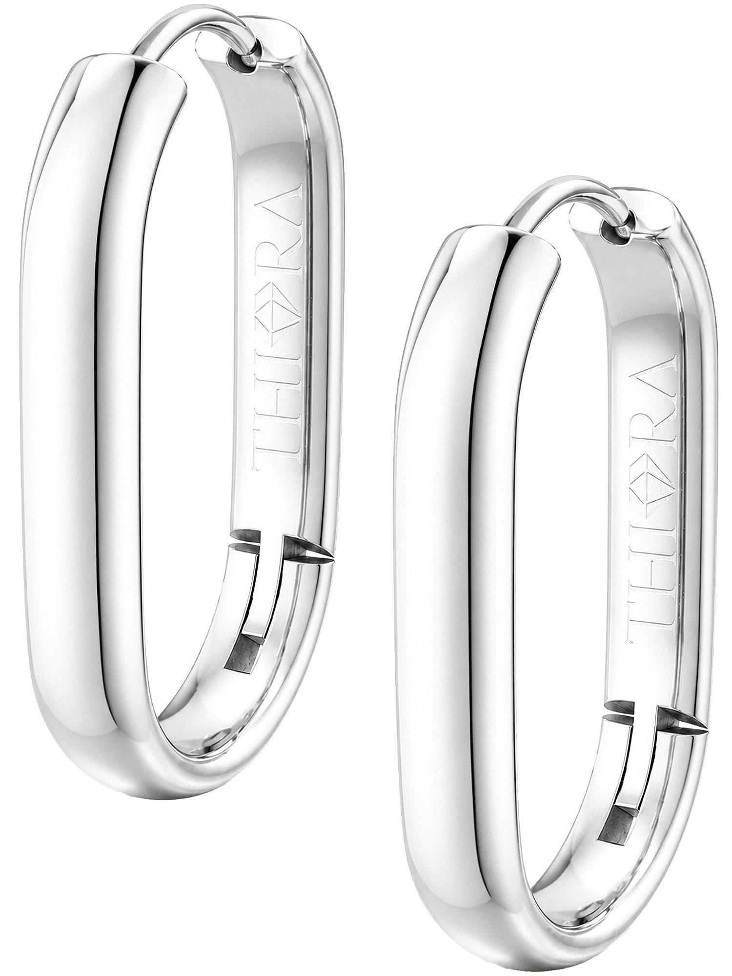 THIORA Paar Creolen Creolen »Helia« Damen, Edelstahl 18k vergoldet, wasserfest, wasserfest, hypoallergen, 25 x 15 mm