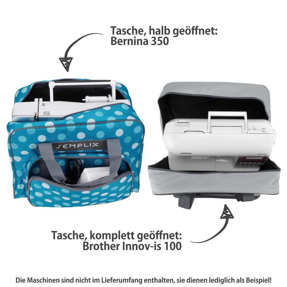 Semplix Nähmaschinentasche - Aufbewahrungstasche Polka Dots petrol/türkis – Bild 5 von 5
