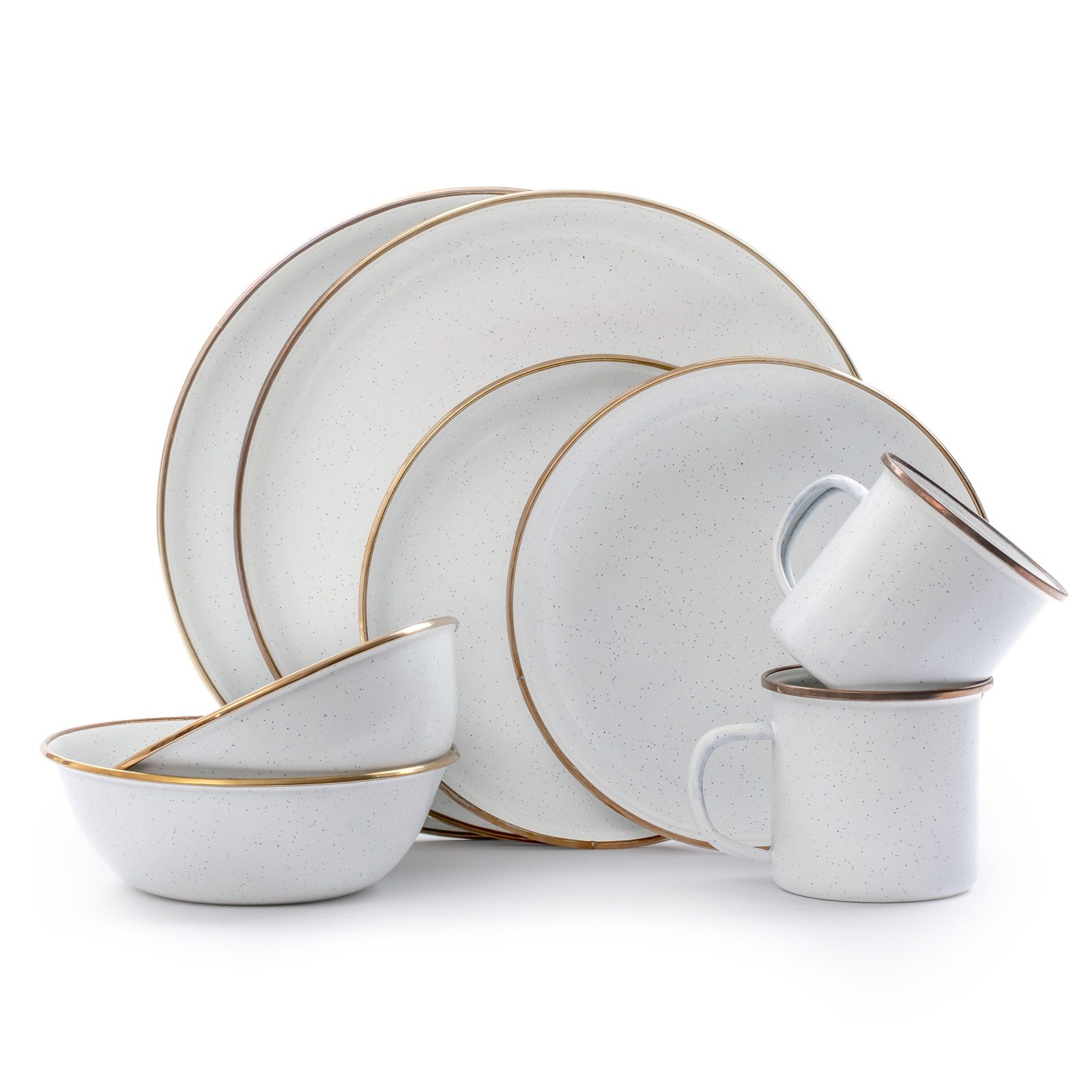 Geschirr-Set Emaille Campinggeschirr Set Teller Schüssel