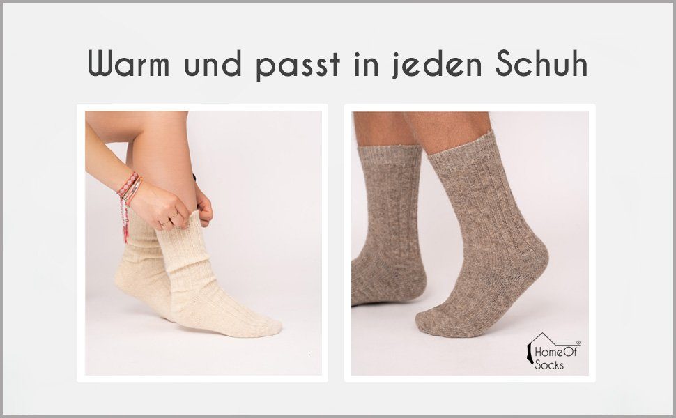 HomeOfSocks Socken Wollsocken aus 95% & Wolle Schurwolle) Grau (Alpakawolle