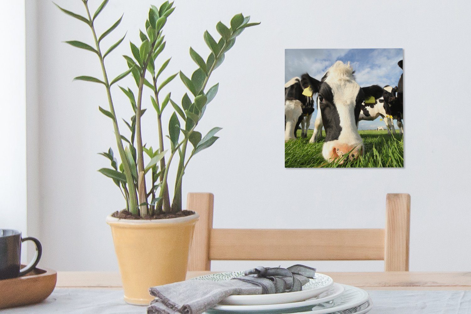 Nase Wohnzimmer Schlafzimmer St), Luft, Leinwand - OneMillionCanvasses® - für Kuh Bilder Leinwandbild - (1 Gras