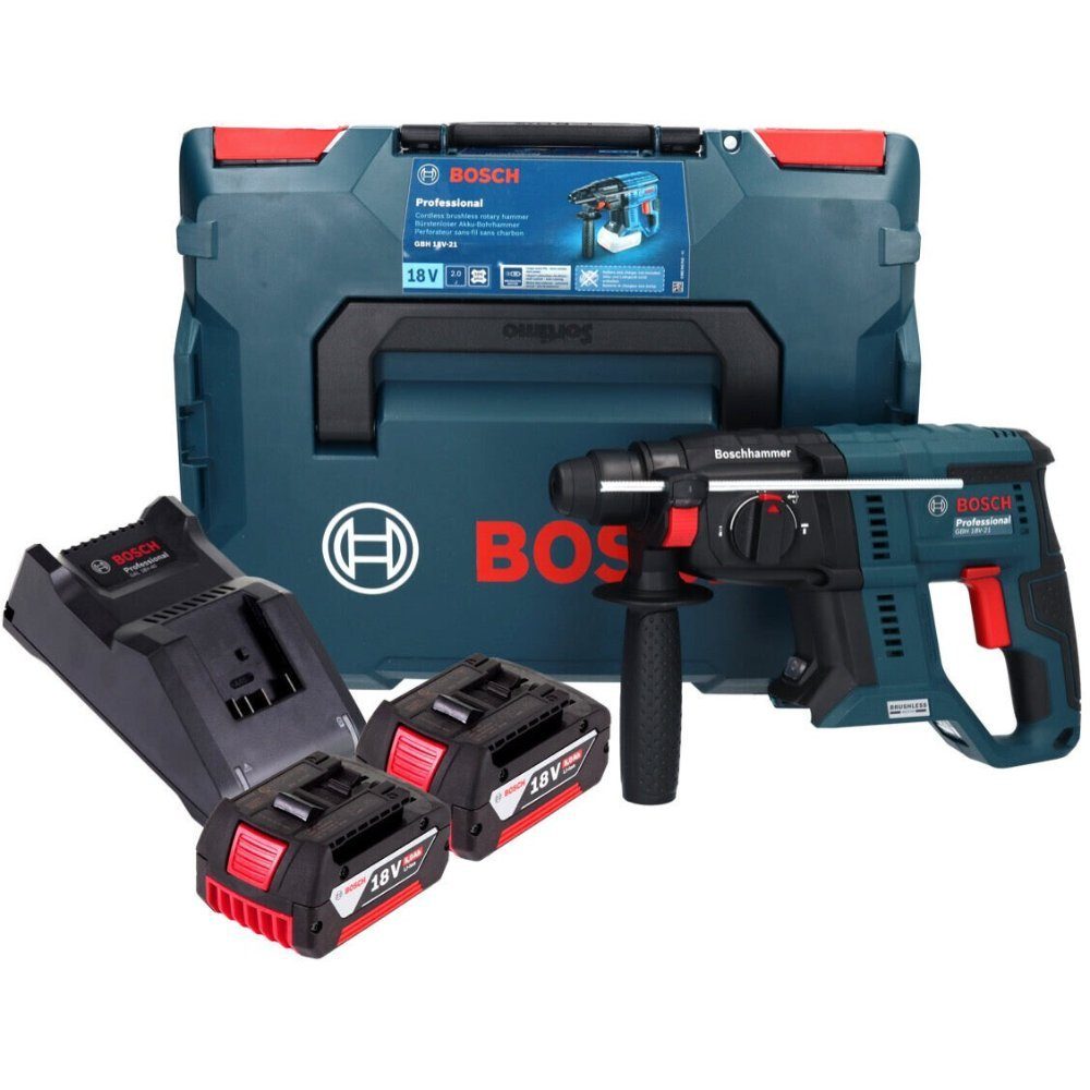 L-Boxx BOSCH Akku-Bohrhammer 5,0 + 18V-21 Ah 2x GBH Ladegerät + Professional