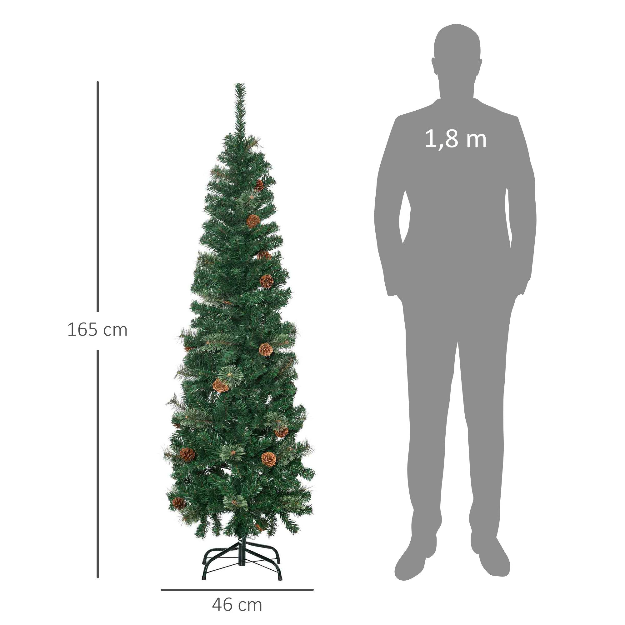 HOMCOM Künstlicher Weihnachtsbaum Tannenbaum künstlich Christbaum mit 412 Spitzen Metallständer, Kiefer, 31 Zapfen, klappbar Metallständer, für Weihnachten Deko, Grün