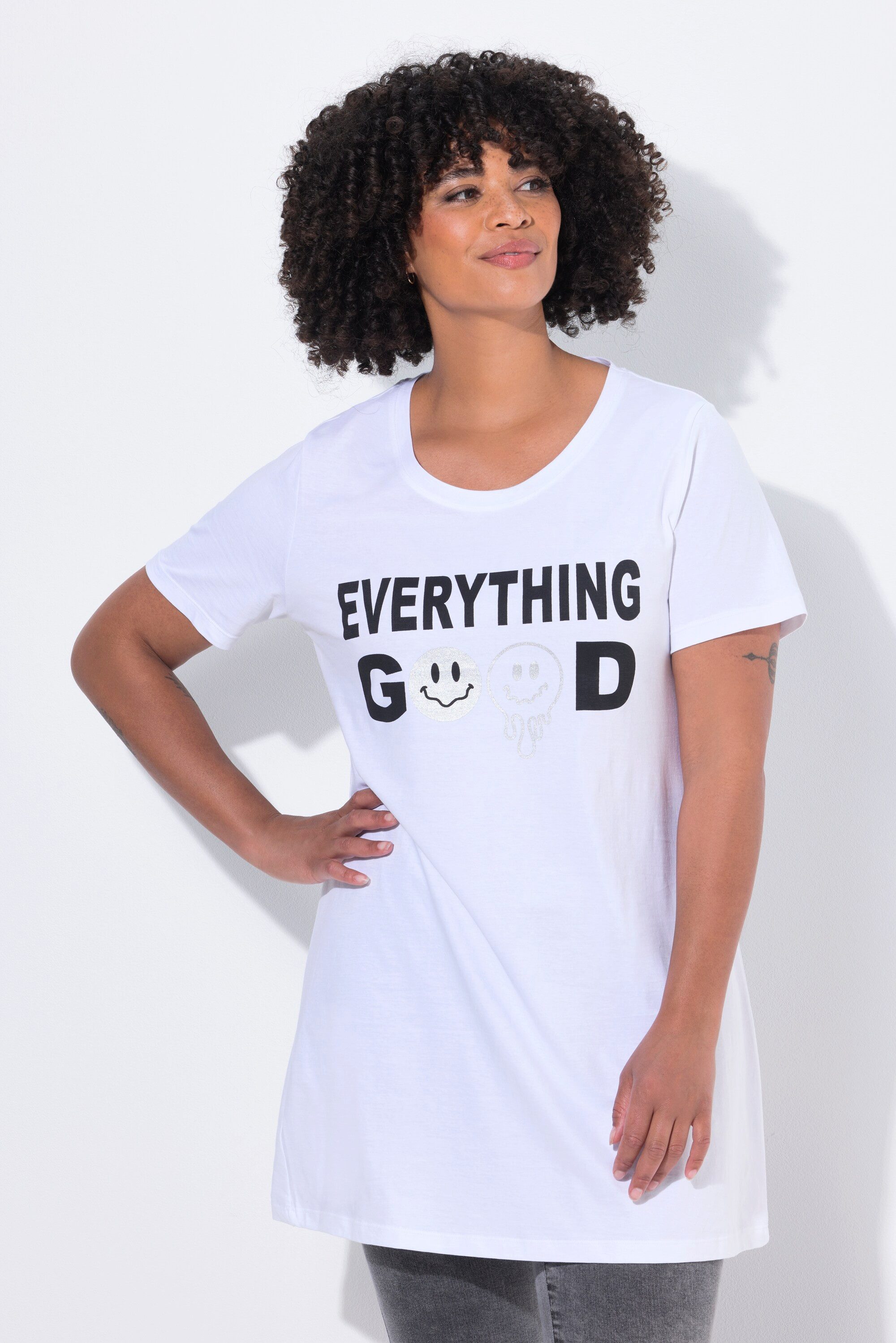 Angel of Style Longshirt Longshirt Smiley Schriftzug Halbarm günstig online kaufen