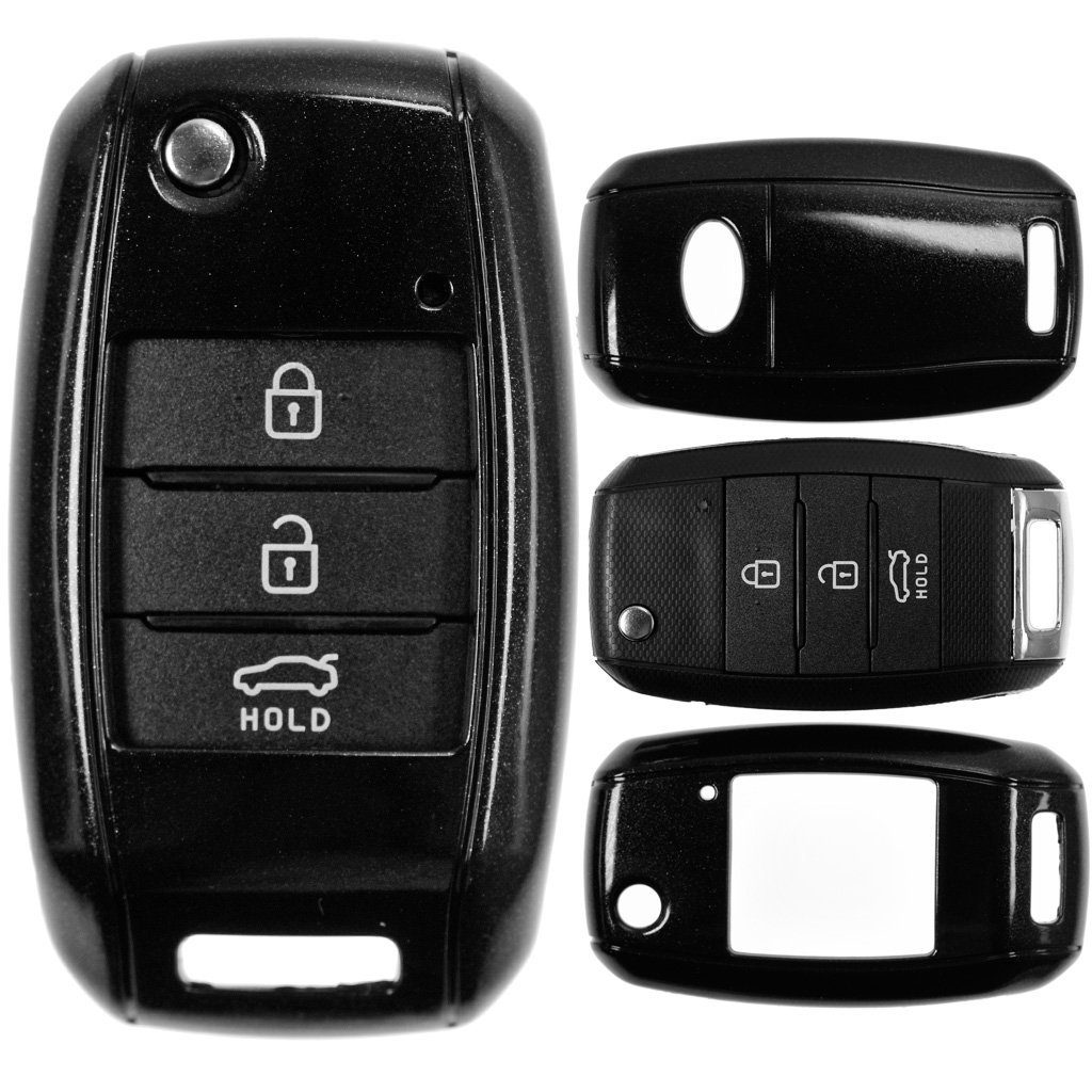 mt-key Schlüsseltasche Autoschlüssel Hardcover Schutzhülle Weiß, für Hyundai  i10 i20 ix35 Kia Ceed Soul Sportage KEYLESS SMARTKEY