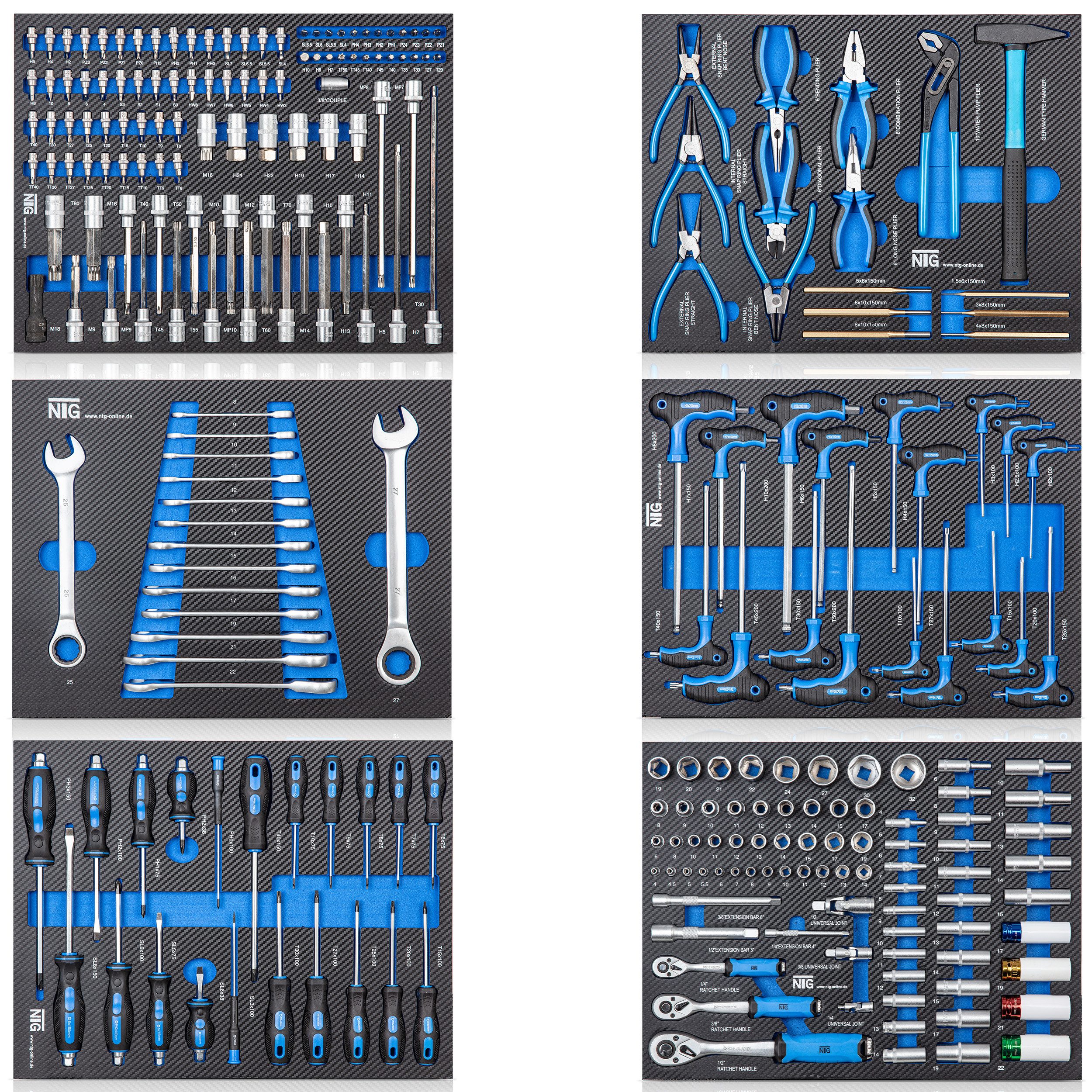 NTG Nutzfahrzeug Technik GmbH Werkzeugset Werkstattwagen Einlagen Werkzeugeinlagen 520x400mm bestückt 6 Stück