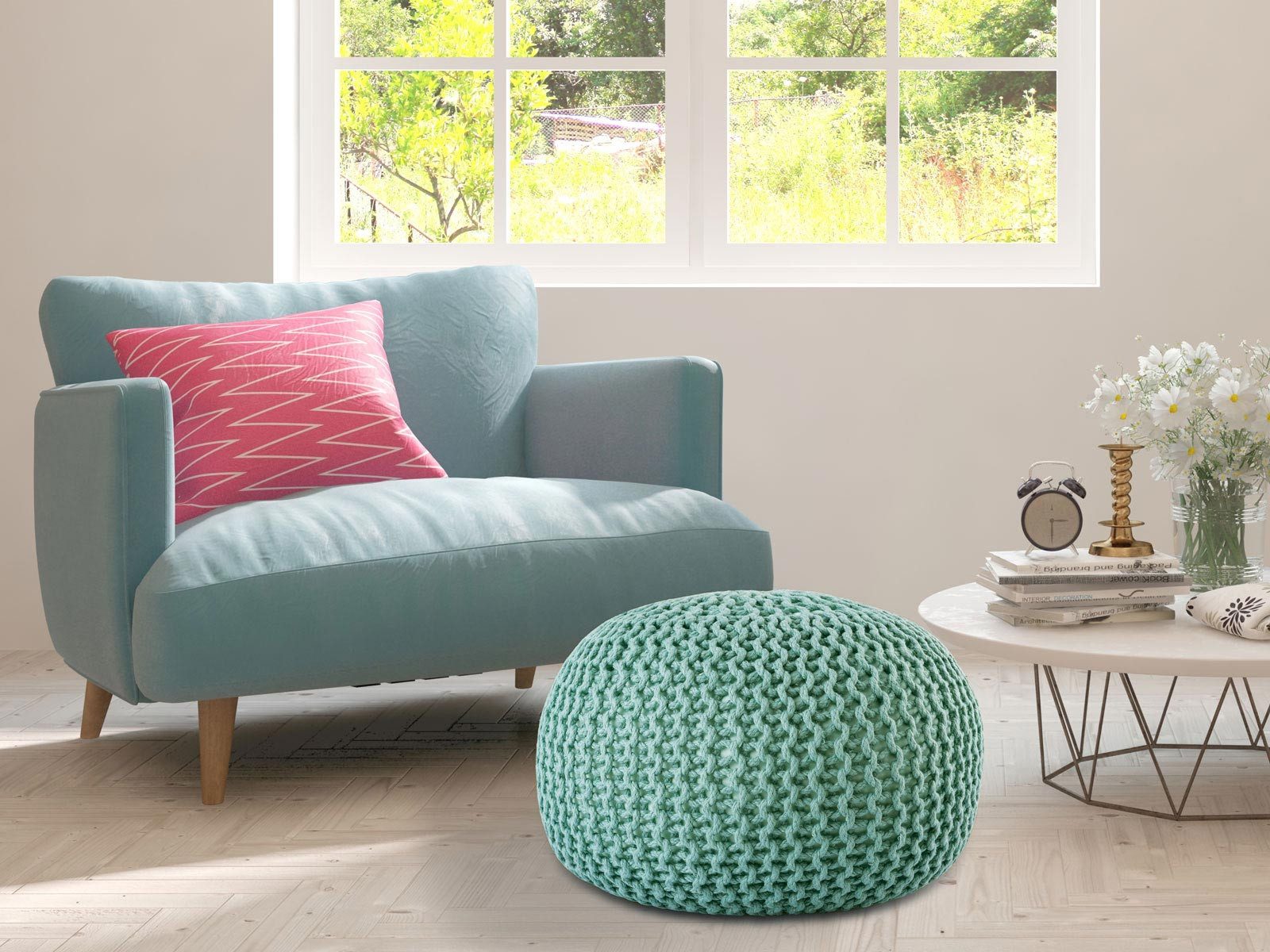 Amagohome Gartenlounge-Hocker Pouf Outdoor ø 55 günstig online kaufen