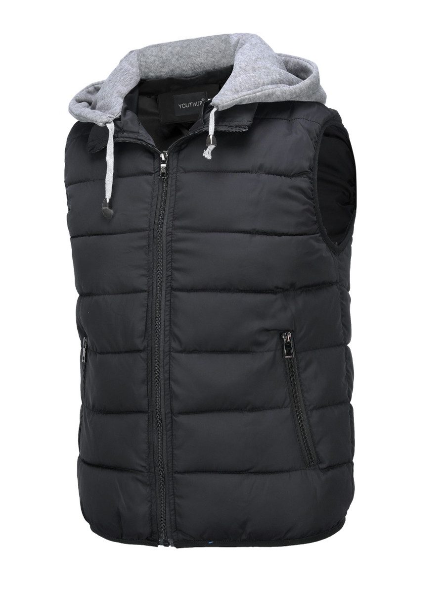 YOUTHUP Steppweste Herren Dicke Winterweste mit Kapuze günstig online kaufen