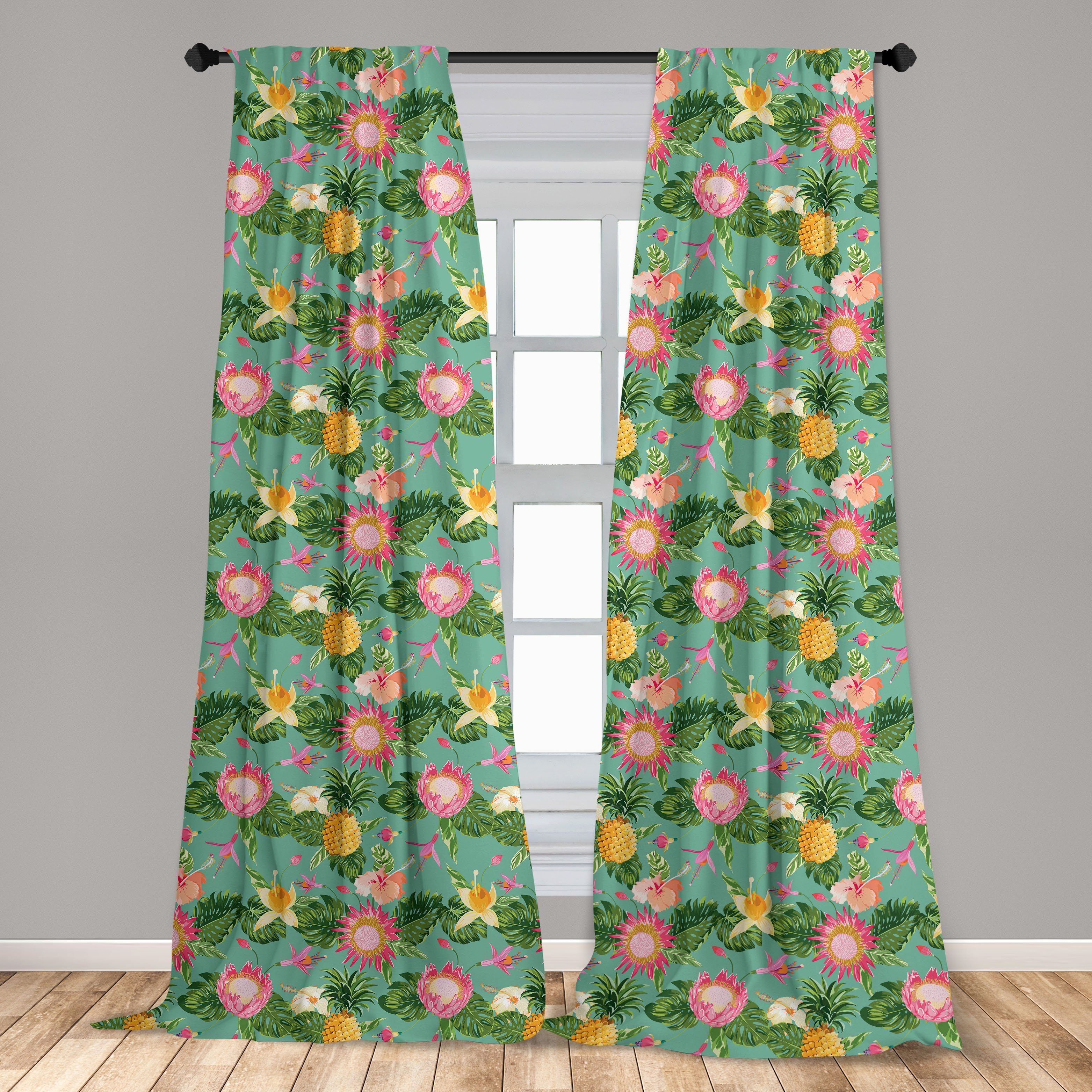Gardine Vorhang für Blumen Farben Abakuhaus, Wohnzimmer Dekor, Schlafzimmer Lebendige Hibiscus Microfaser